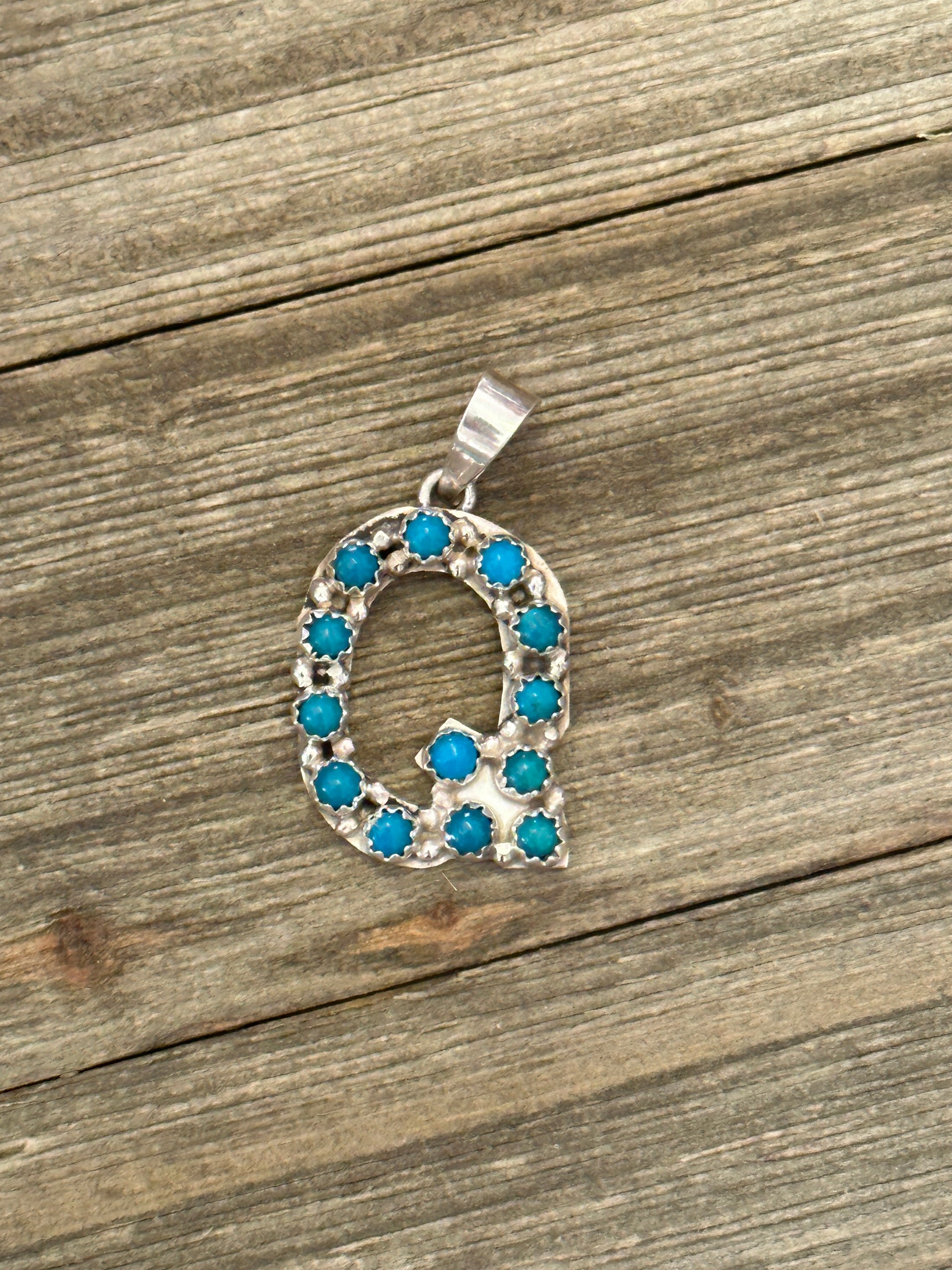 Scott Skeets Kingman Turquoise & Sterling Silver Letter Pendant