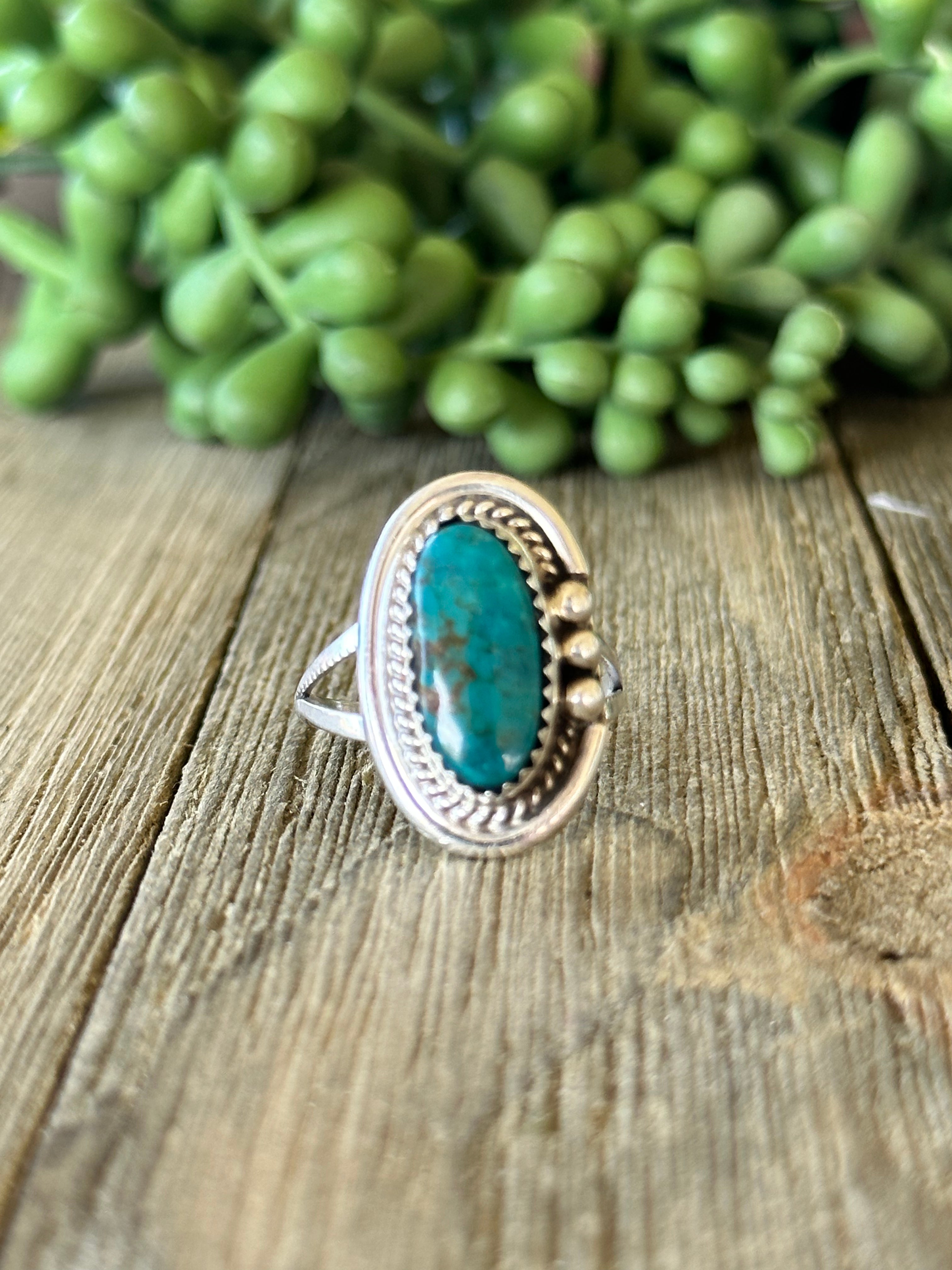 Navajo Made Thunder Mountain Turquoise & Sterling Silver Ring