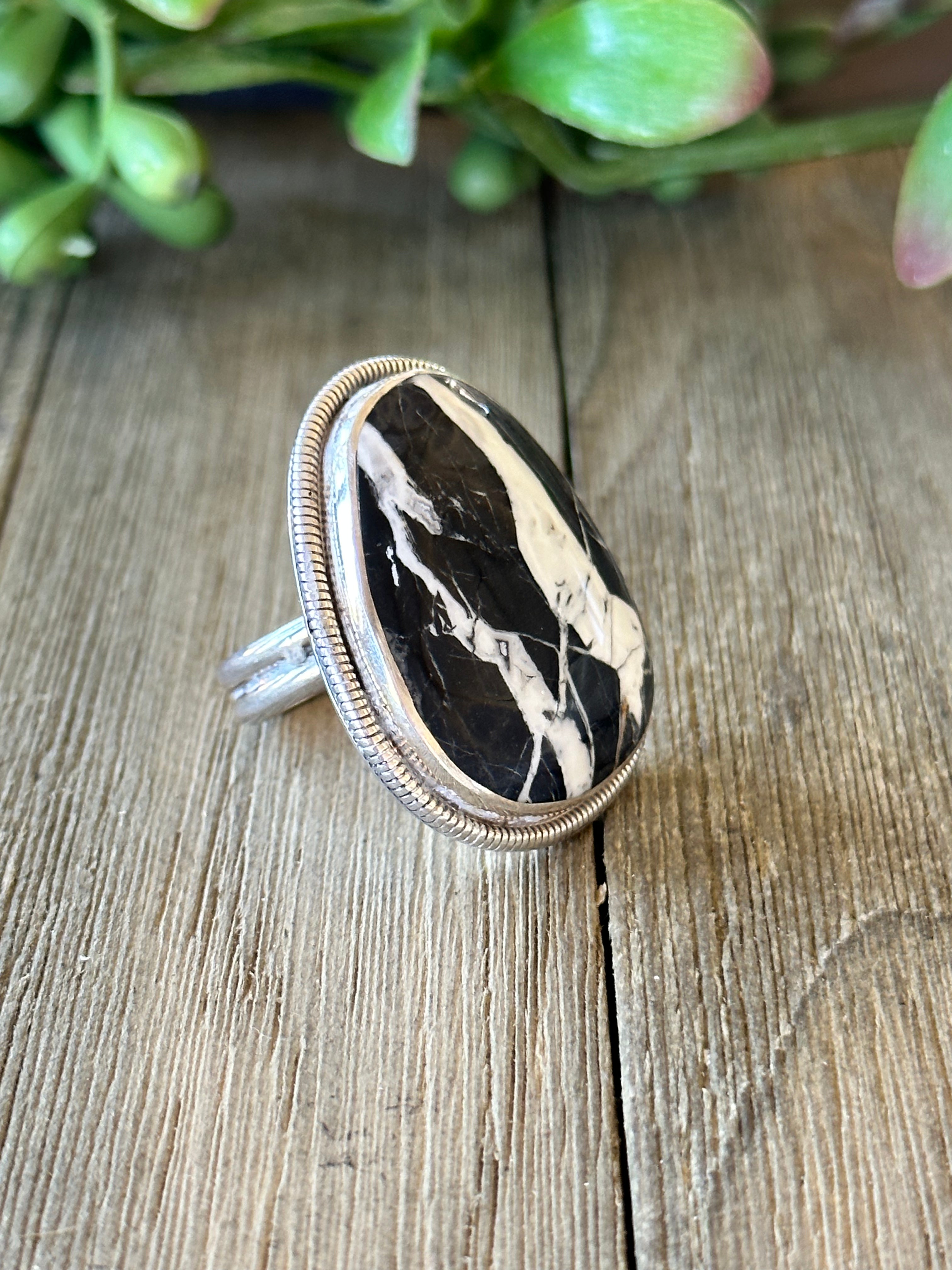 Wydell Billie White Buffalo & Sterling Silver Adjustable Ring