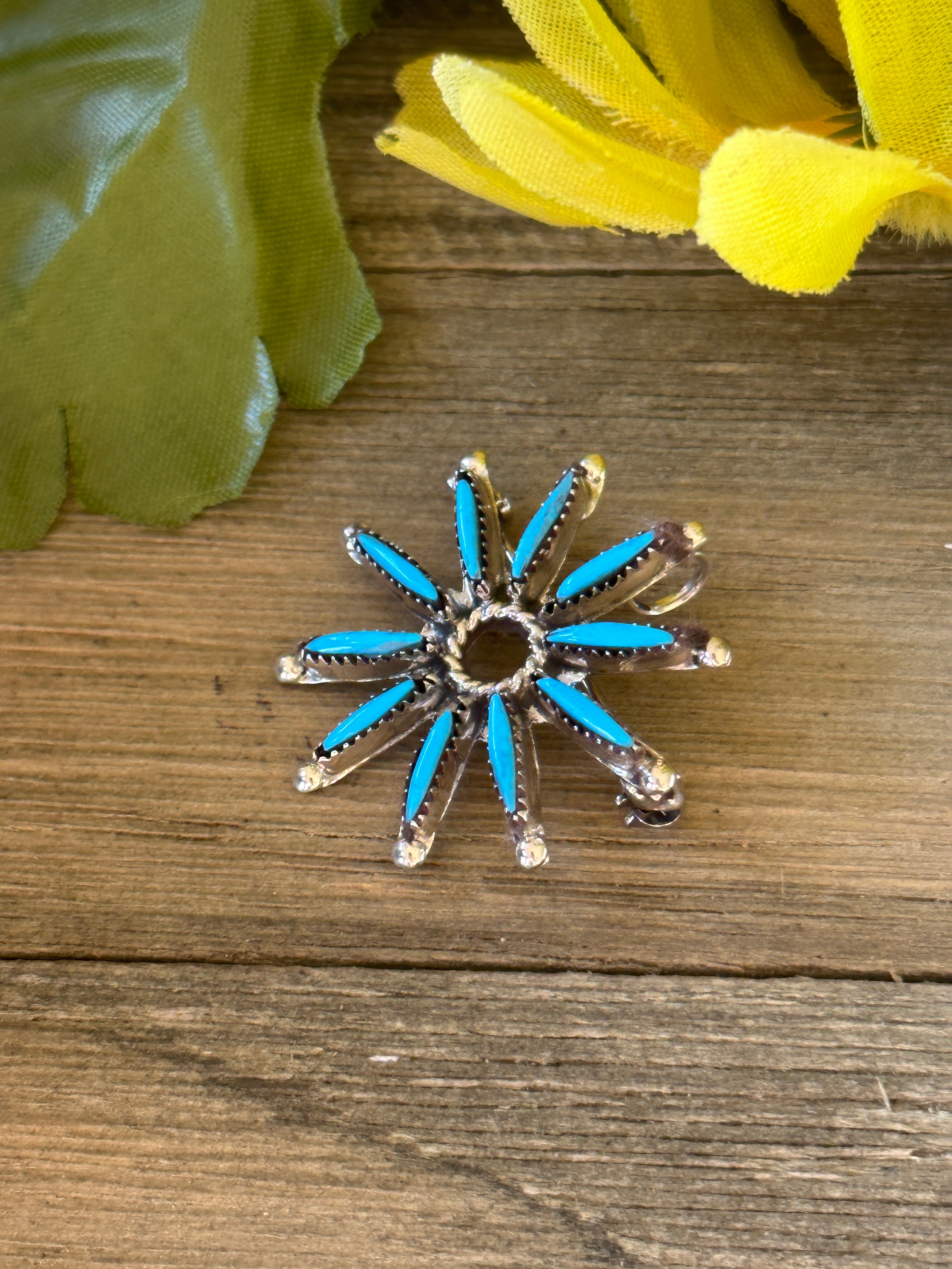 Zuni Made Turquoise & Sterling Silver Pin/Pendant