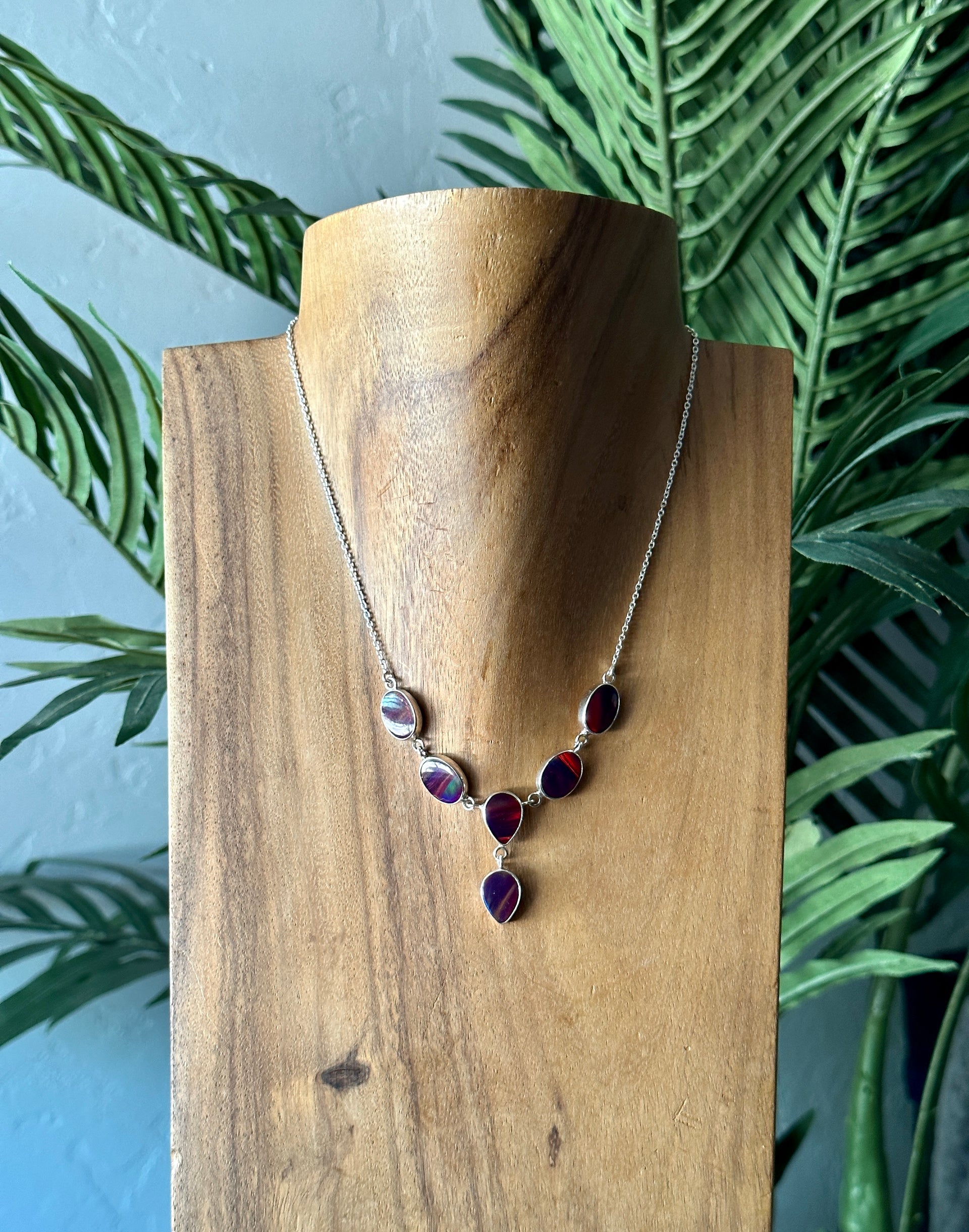 Southwest Handmade Mohave Opal & Sterling Silver Lariat Necklace