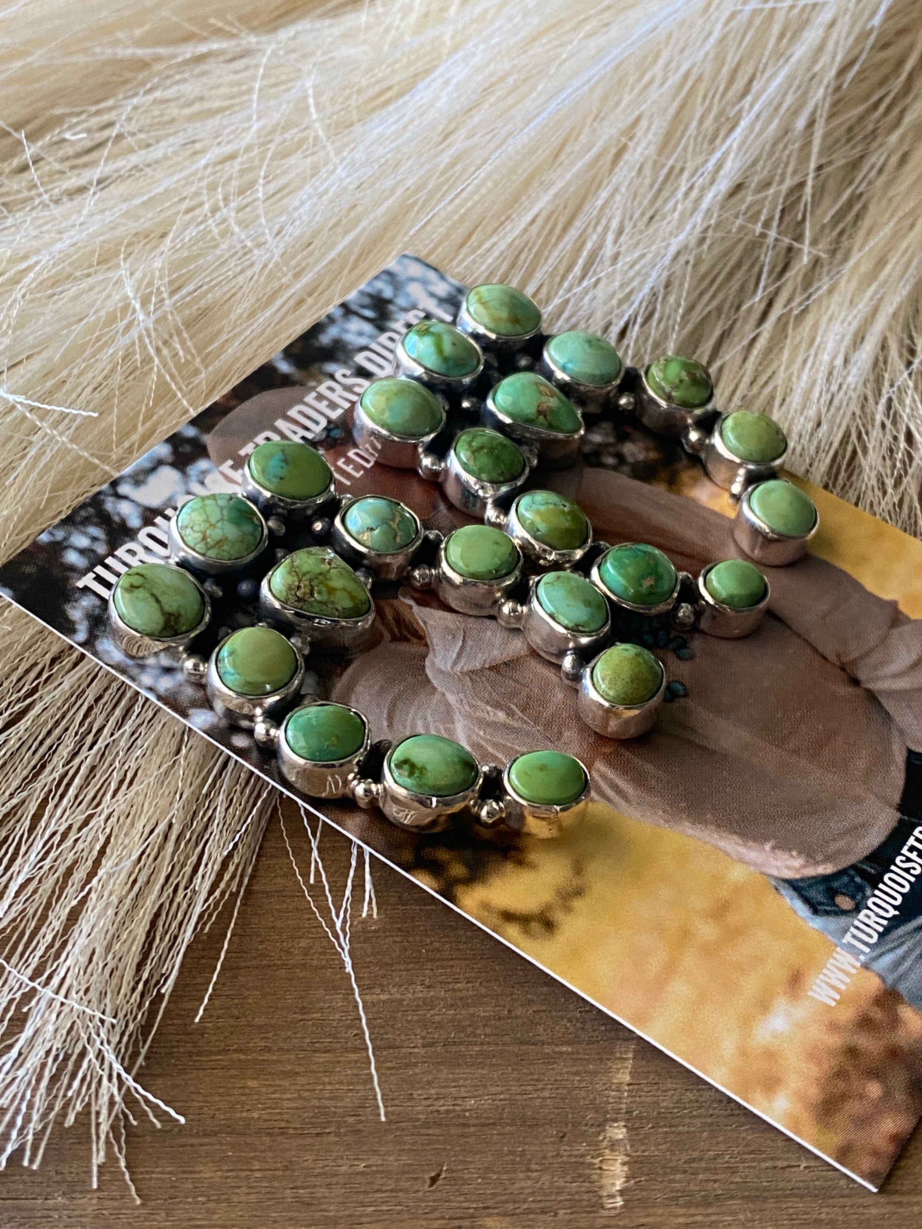 Southwest Handmade Sonoran Gold Turquoise & Sterling Silver Post Cluster Earrings