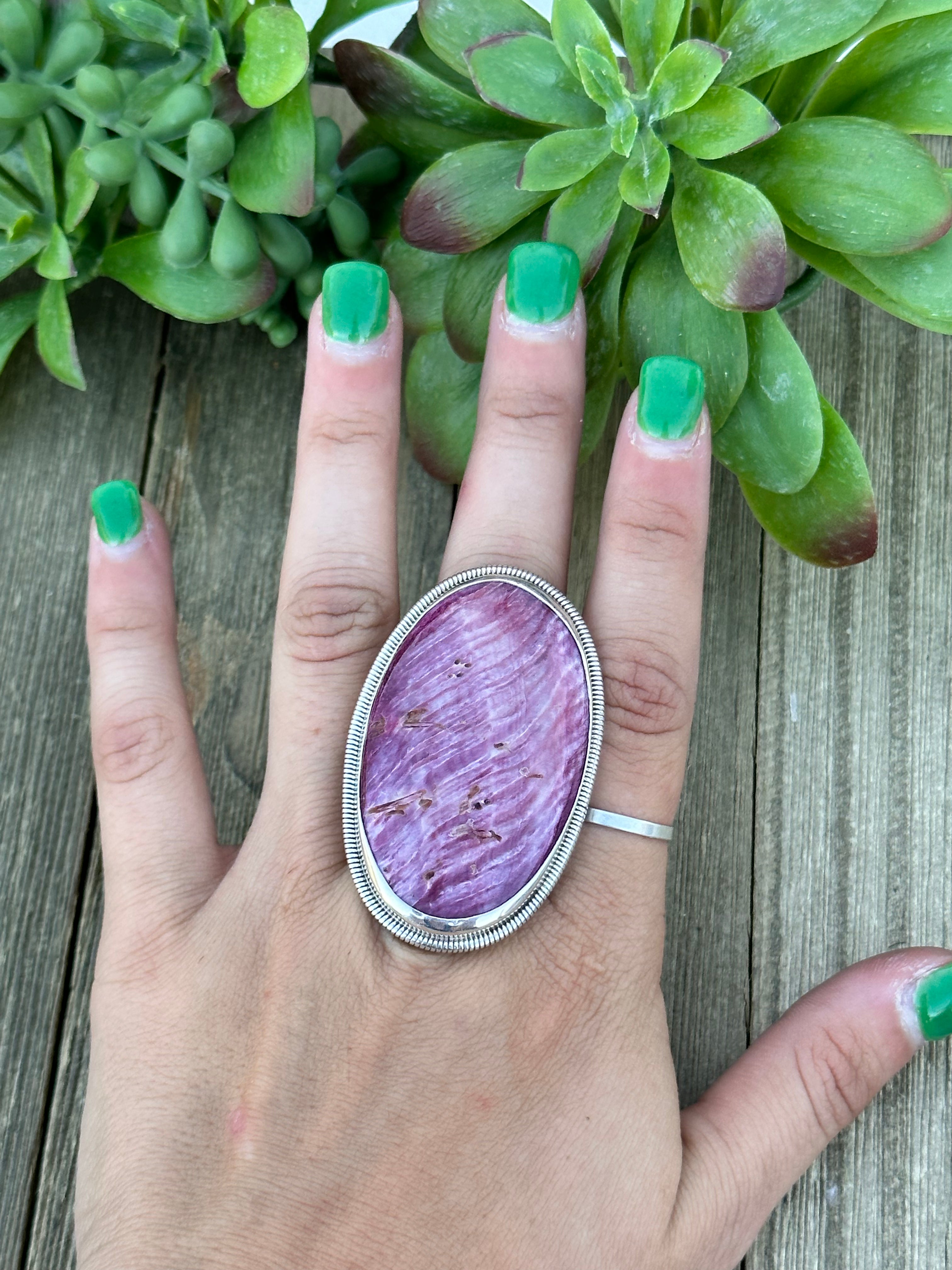 Wydell Billie Purple Spiny Oyster & Sterling Silver Adjustable Ring