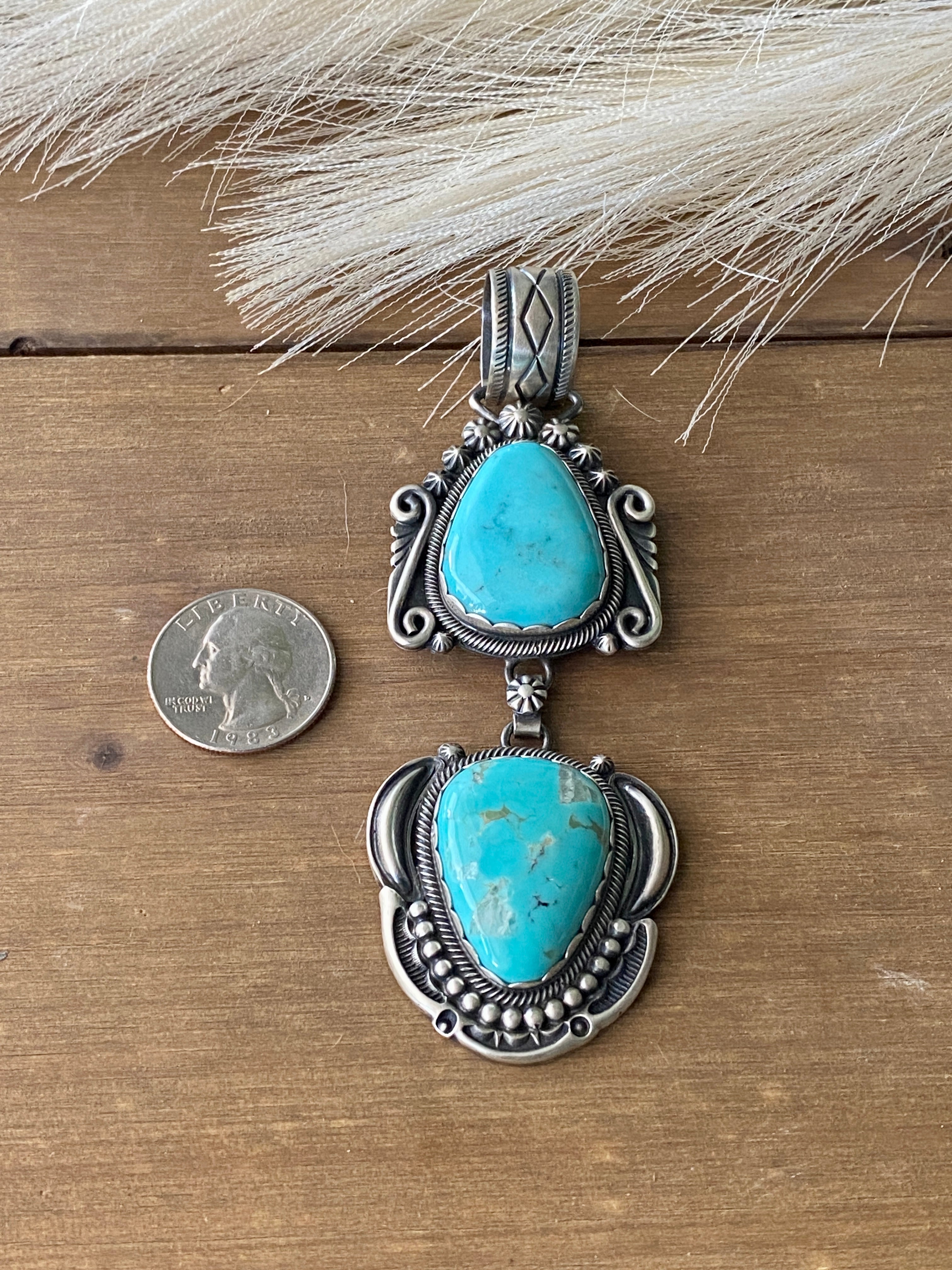 Charles Johnson Kingman Turquoise & Sterling Silver Pendant