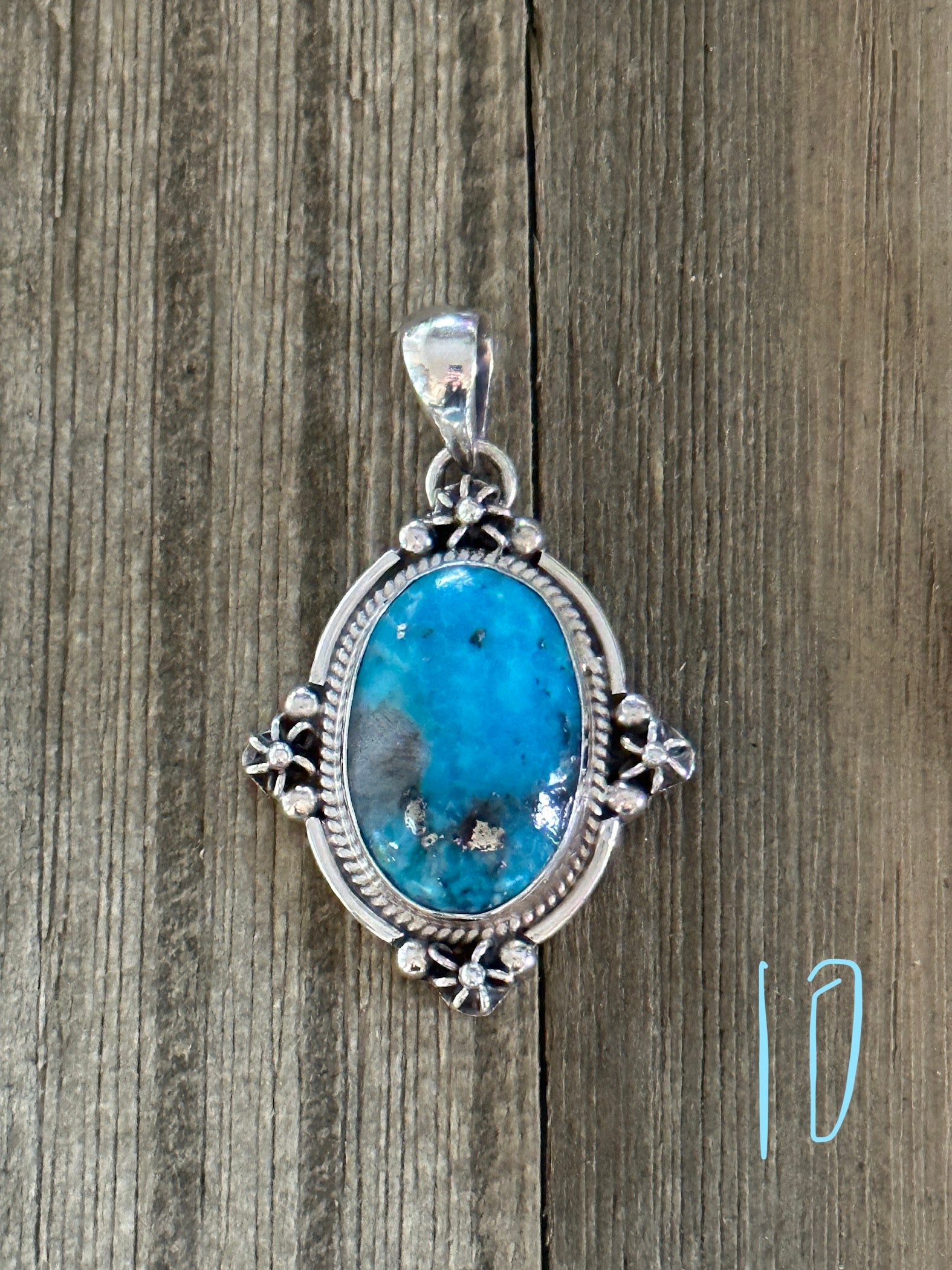 Southwest Made Kingman Turquoise & Sterling Silver Pendant