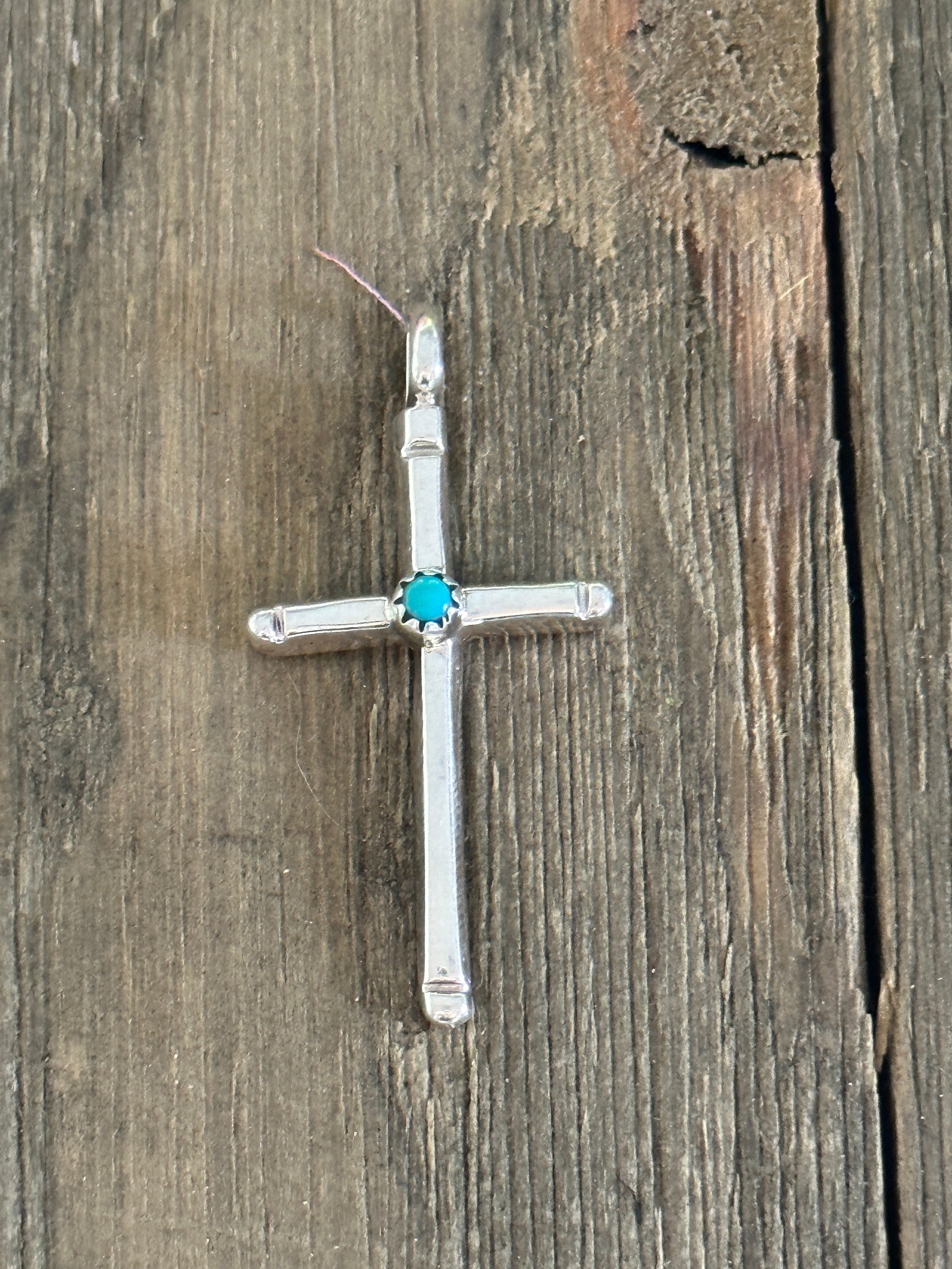 Navajo Made Sterling Silver Cross Pendant