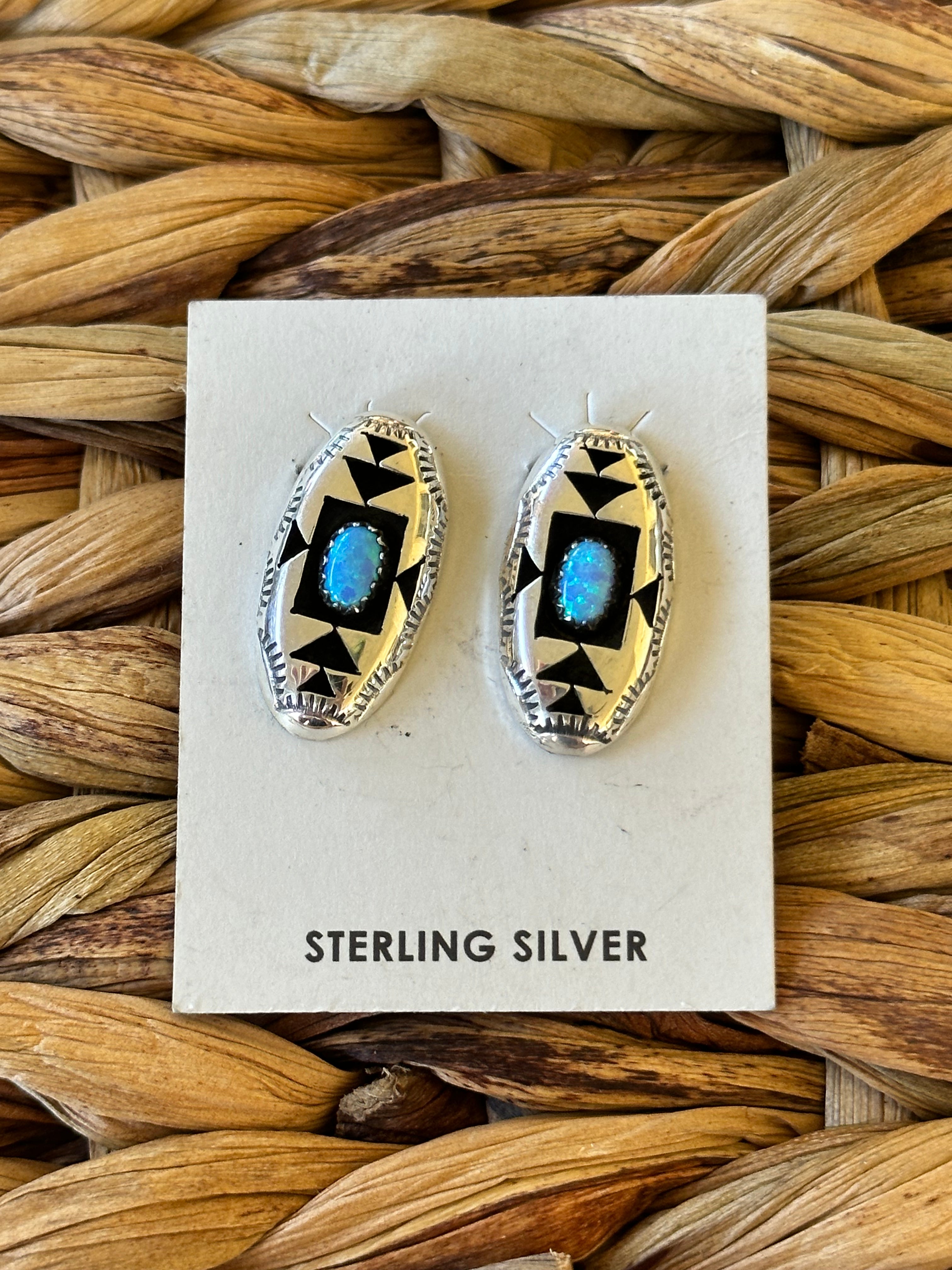 Navajo Made Sterling Silver Clip On Shadowbox Earrings