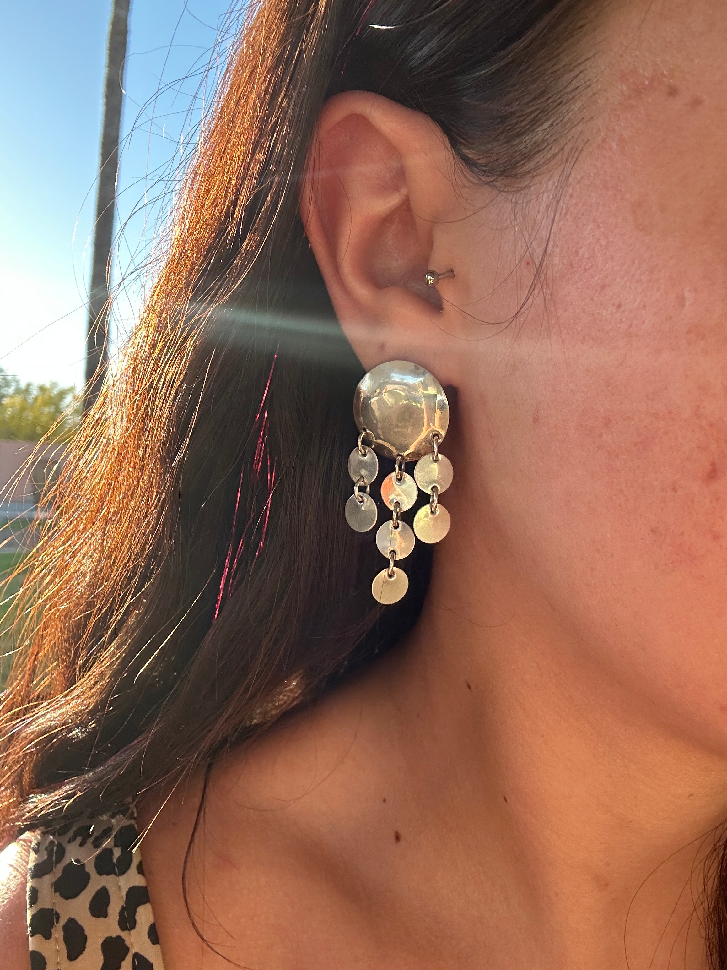 Navajo Made Sterling Silver Dangle Earrings