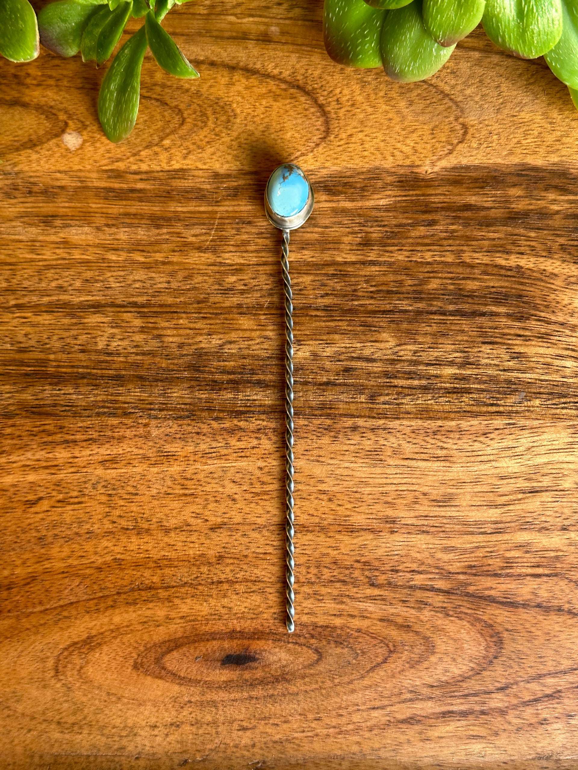 Sandra Nez Golden Hills Turquoise & Sterling Silver Hair Pin