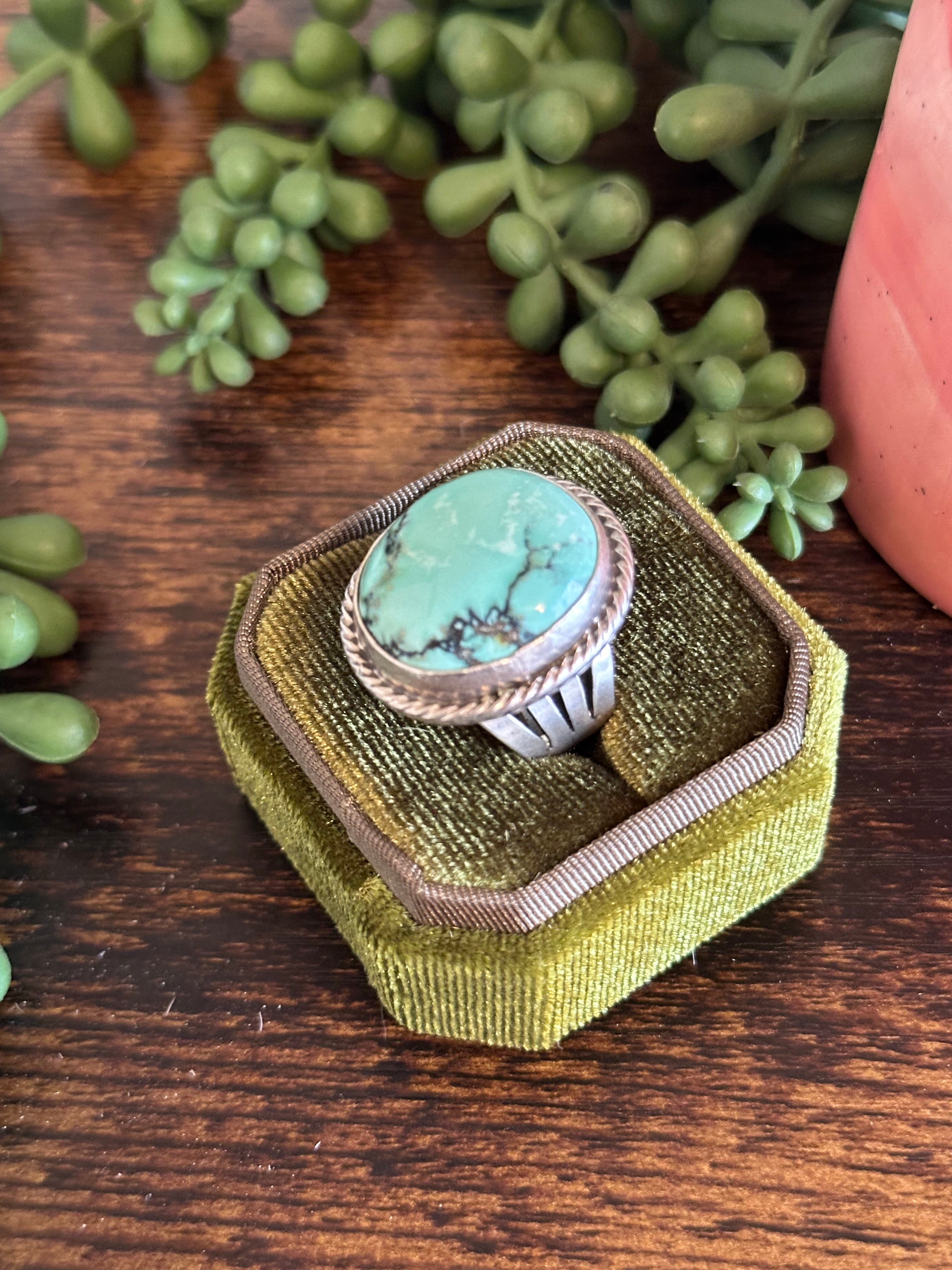 Alice McShirley New Lander Variscite & Sterling Silver Ring Size 7.25