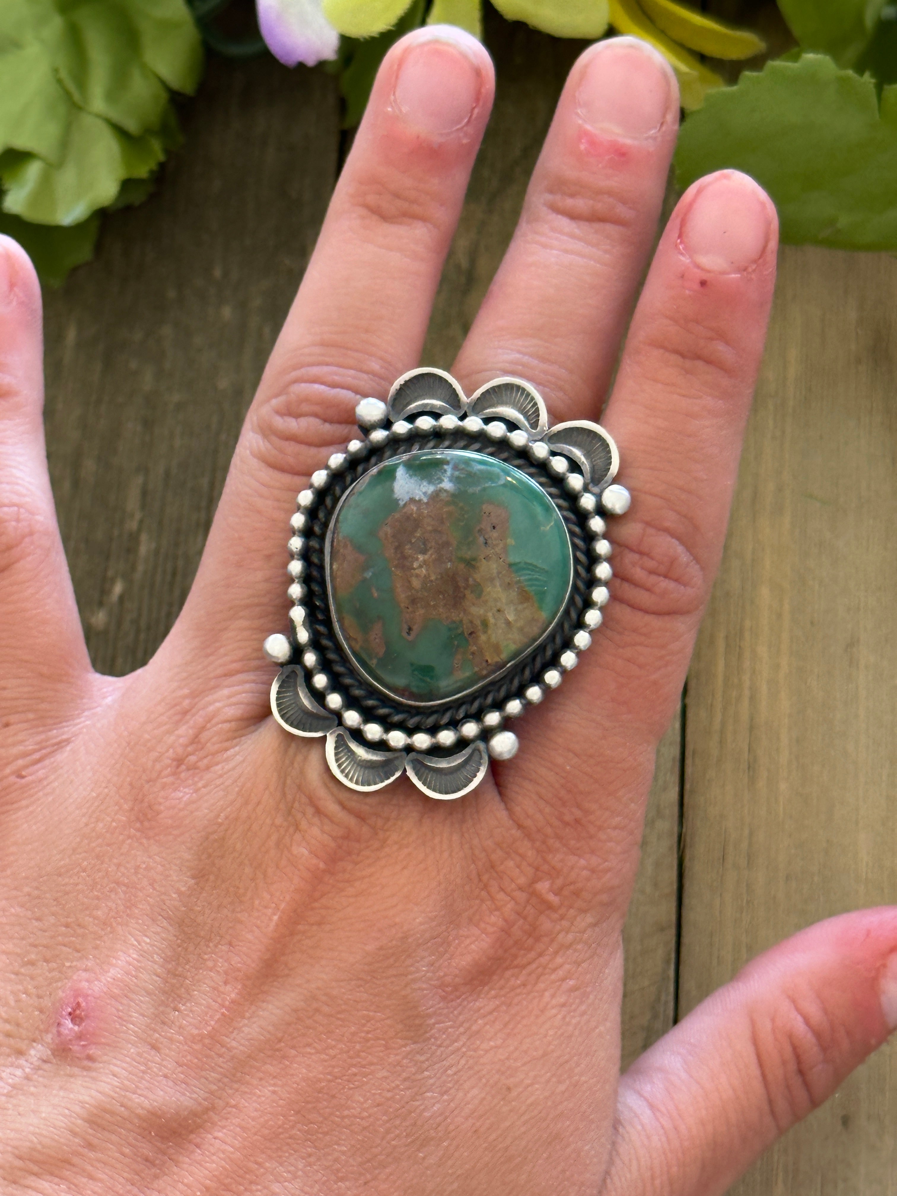 Alex Sanchez Royston Turquoise & Sterling Silver Adjustable Ring
