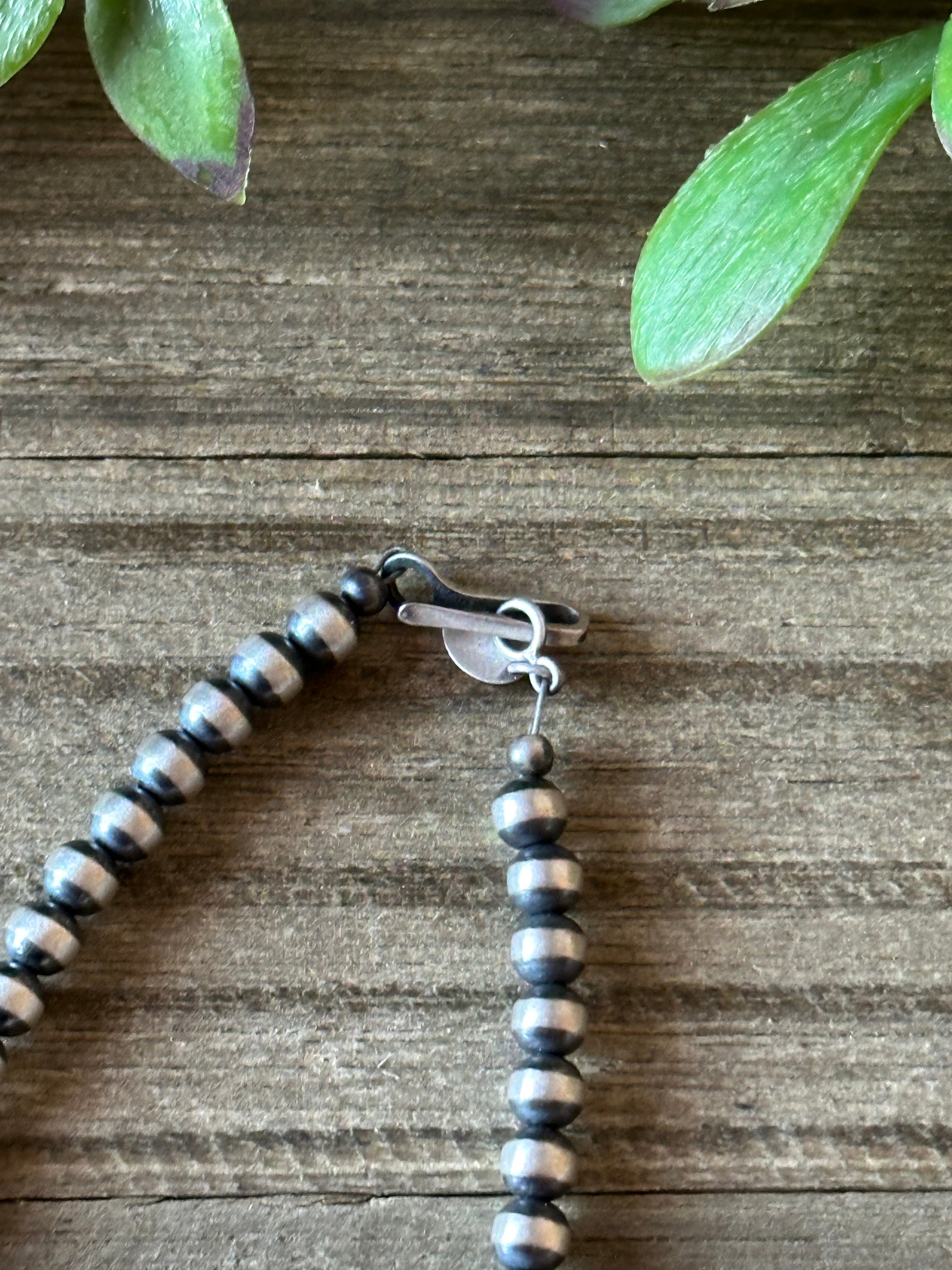 Navajo Strung Multi Stone & Sterling Silver Pearls Beaded Necklace