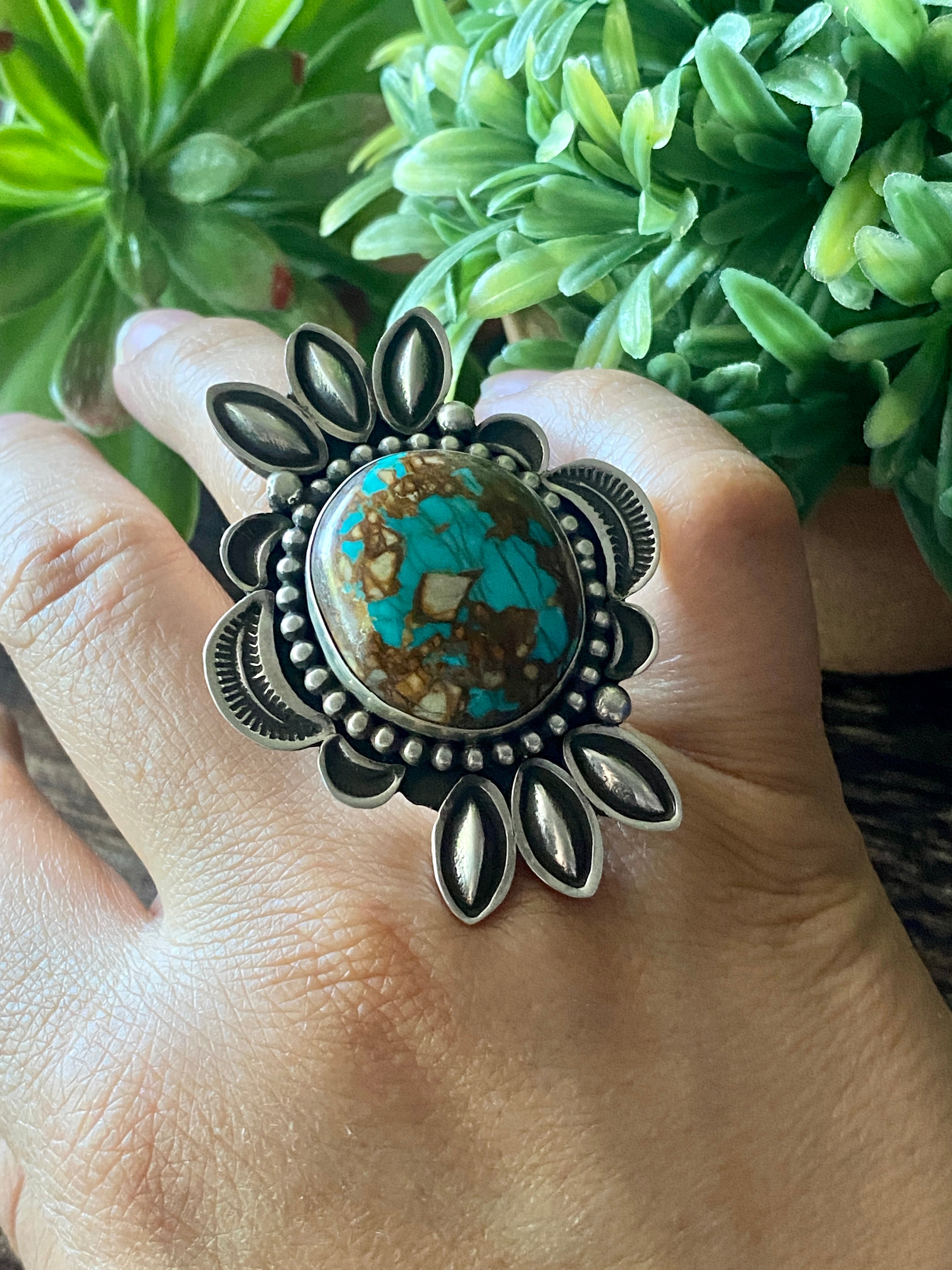 Alex Sanchez Royston Turquoise & Sterling Silver Adjustable Ring