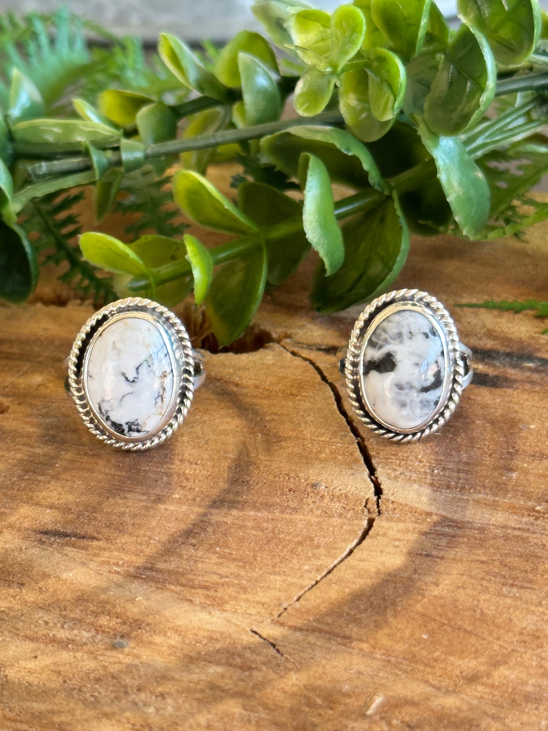 Navajo Made White Buffalo & Sterling Silver Ring