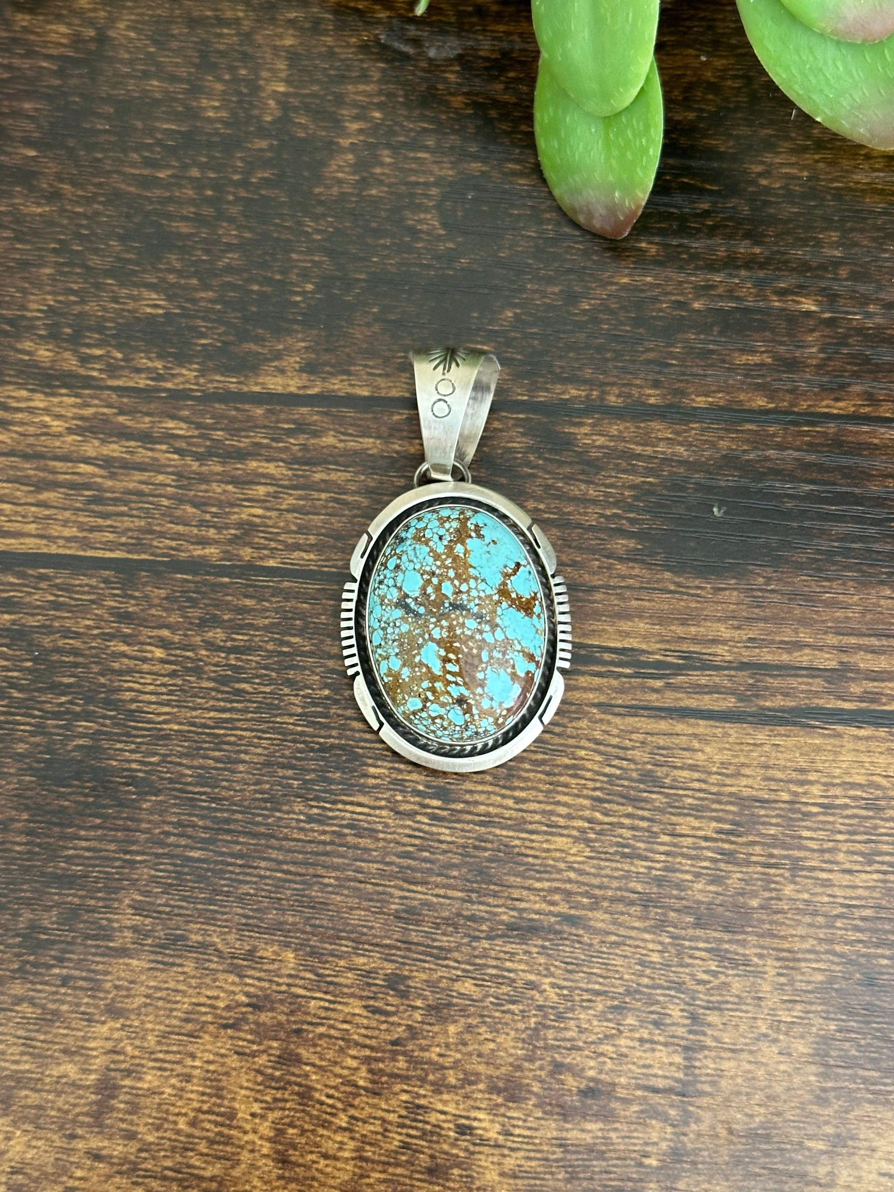 Alfred Martinez #8 Turquoise & Sterling Silver Pendant