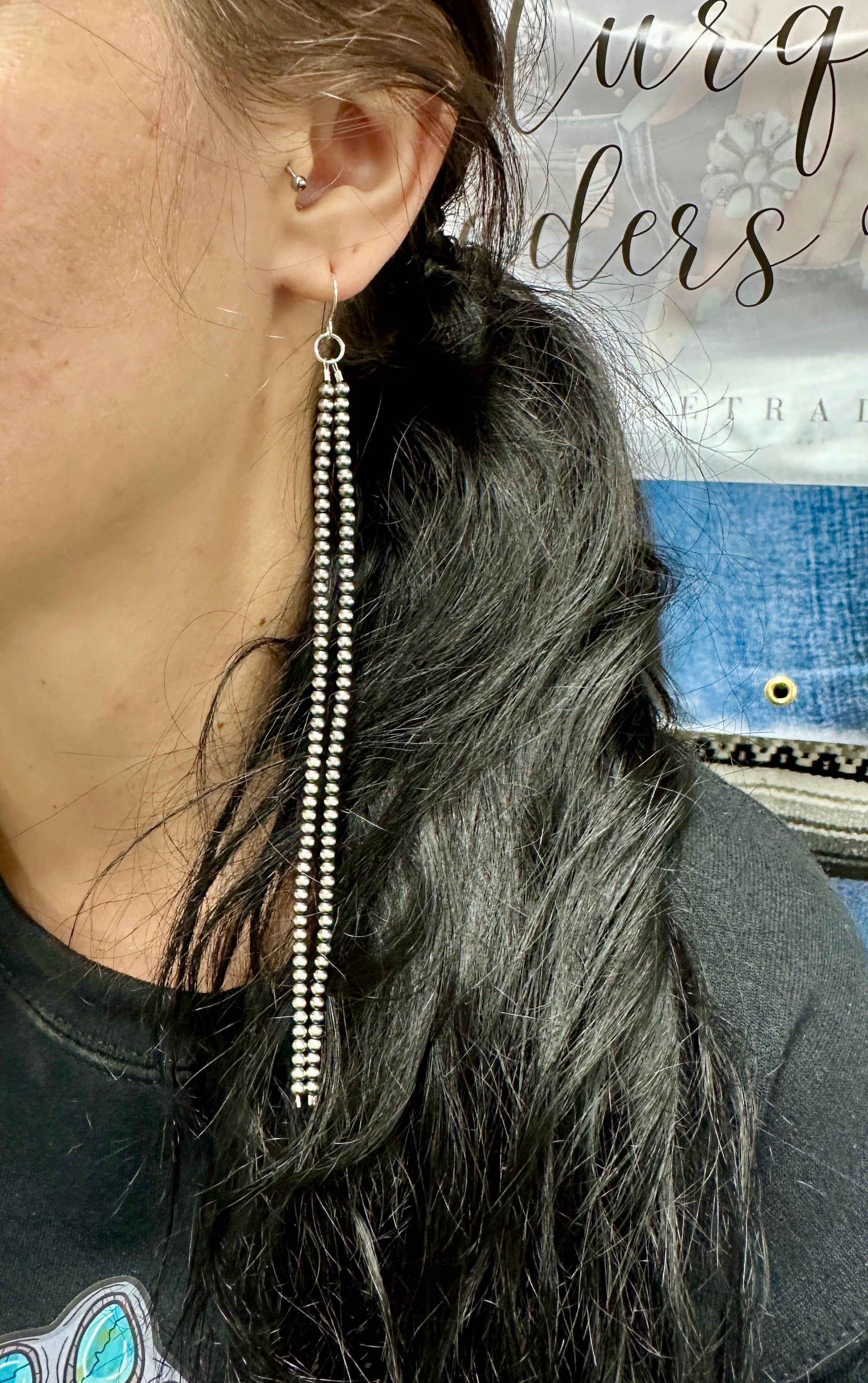 Mason Lee Sterling Silver Pearl Dangle Earrings.