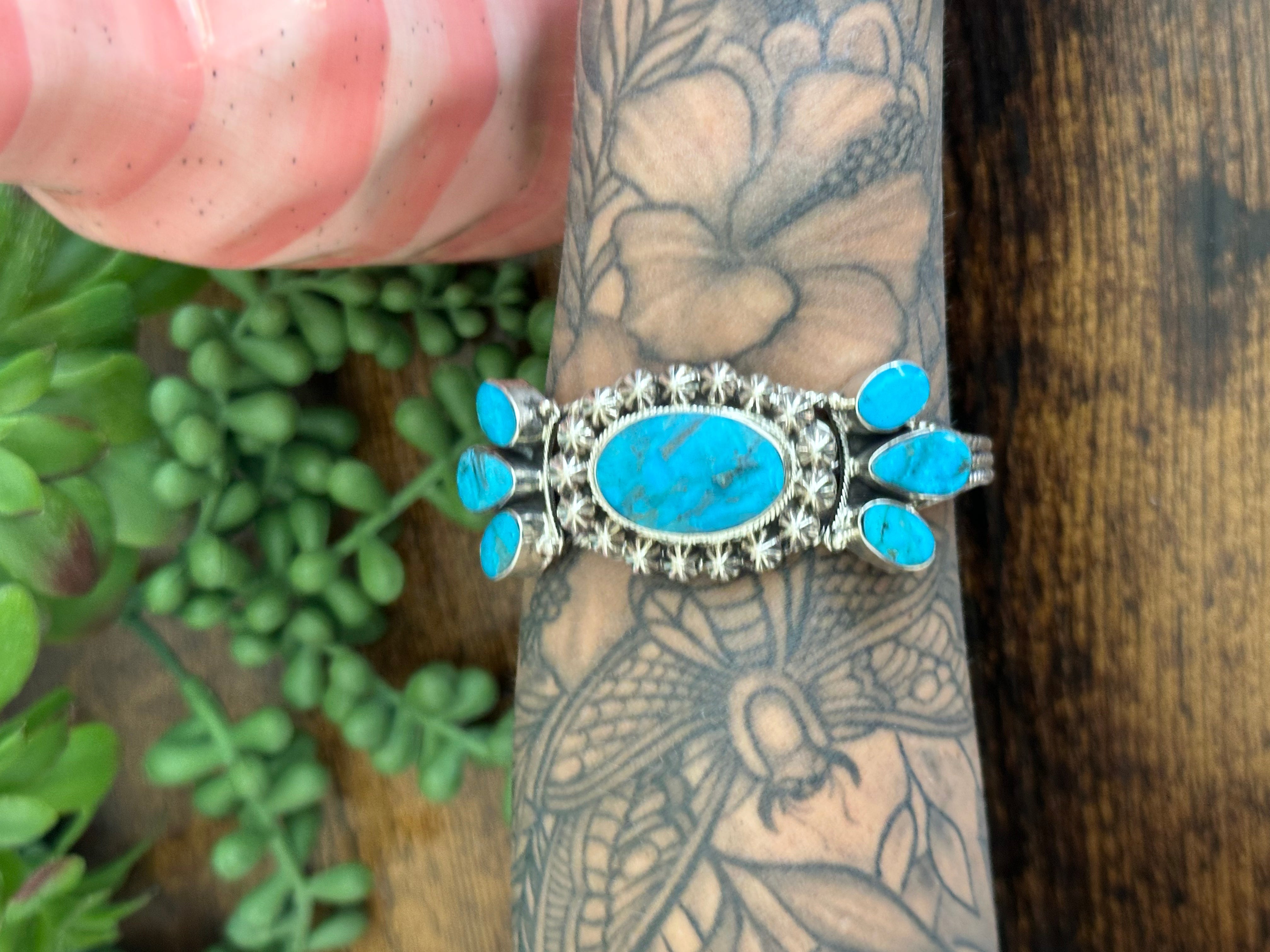 Raymond Yazzie Kingman Turquoise & Sterling Silver Cuff Bracelet