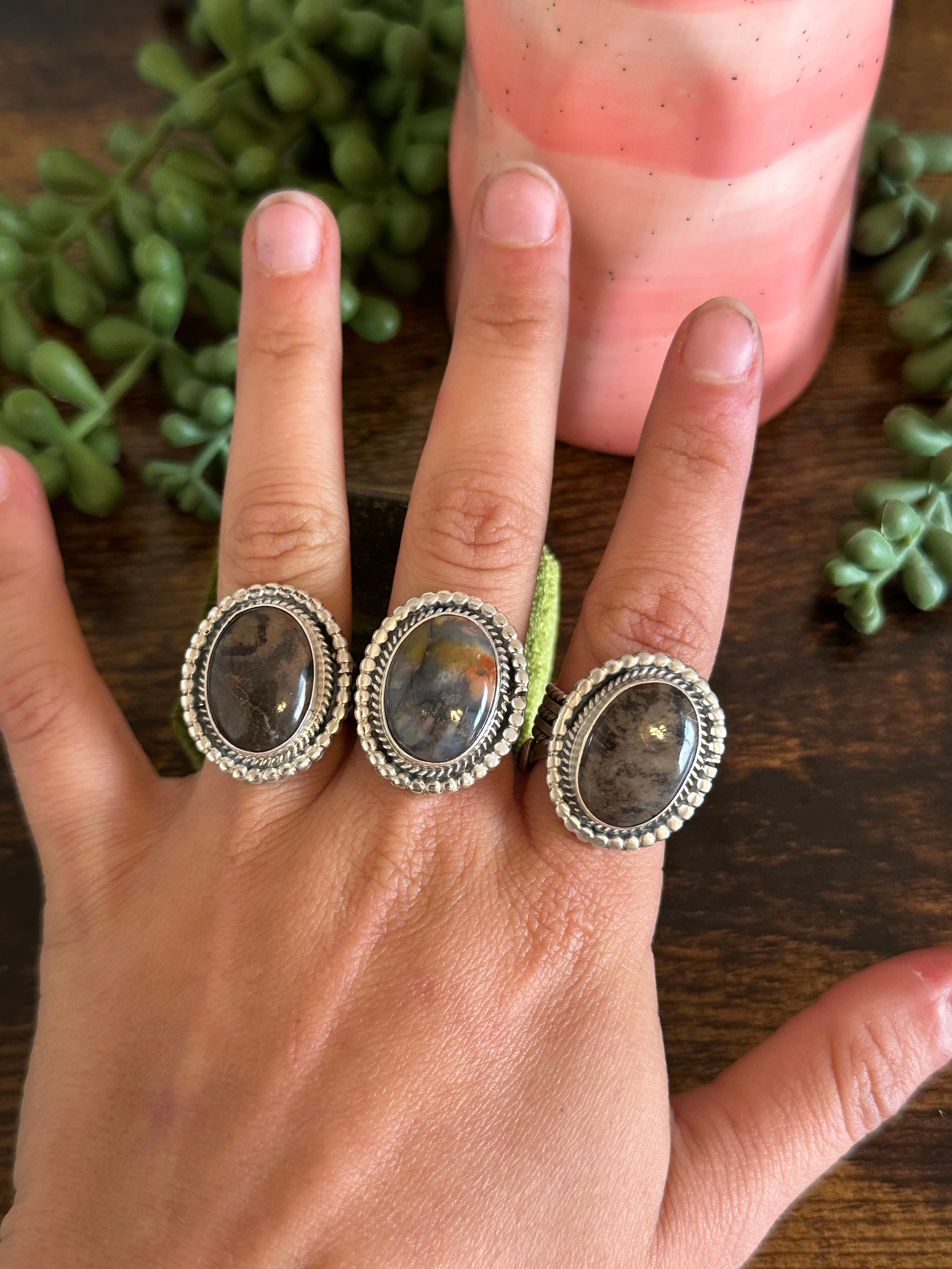 Jon Begay Petrified Wood & Sterling Silver Ring