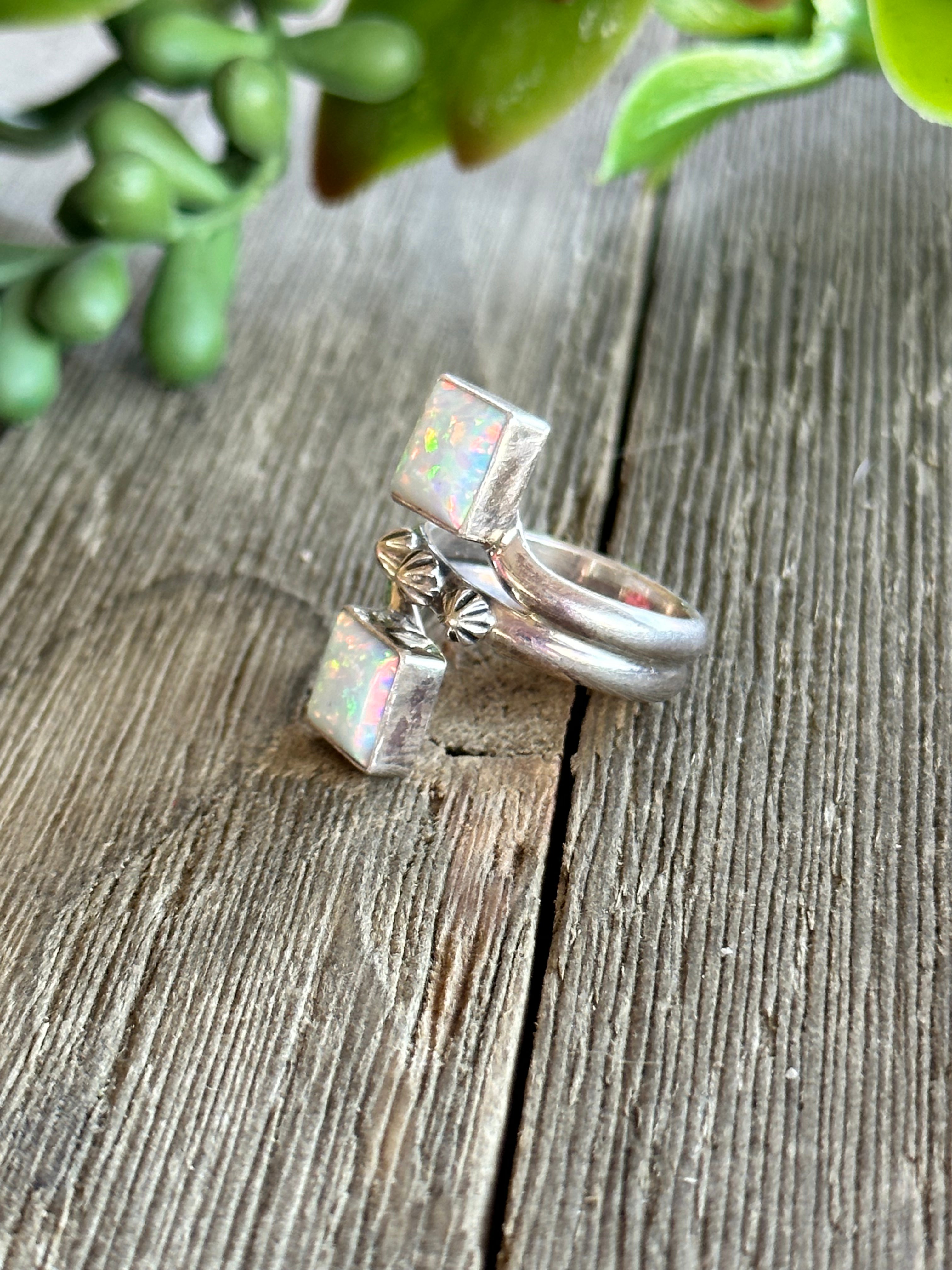 Bobby Platero Opal & Sterling Silver Ring Size 6