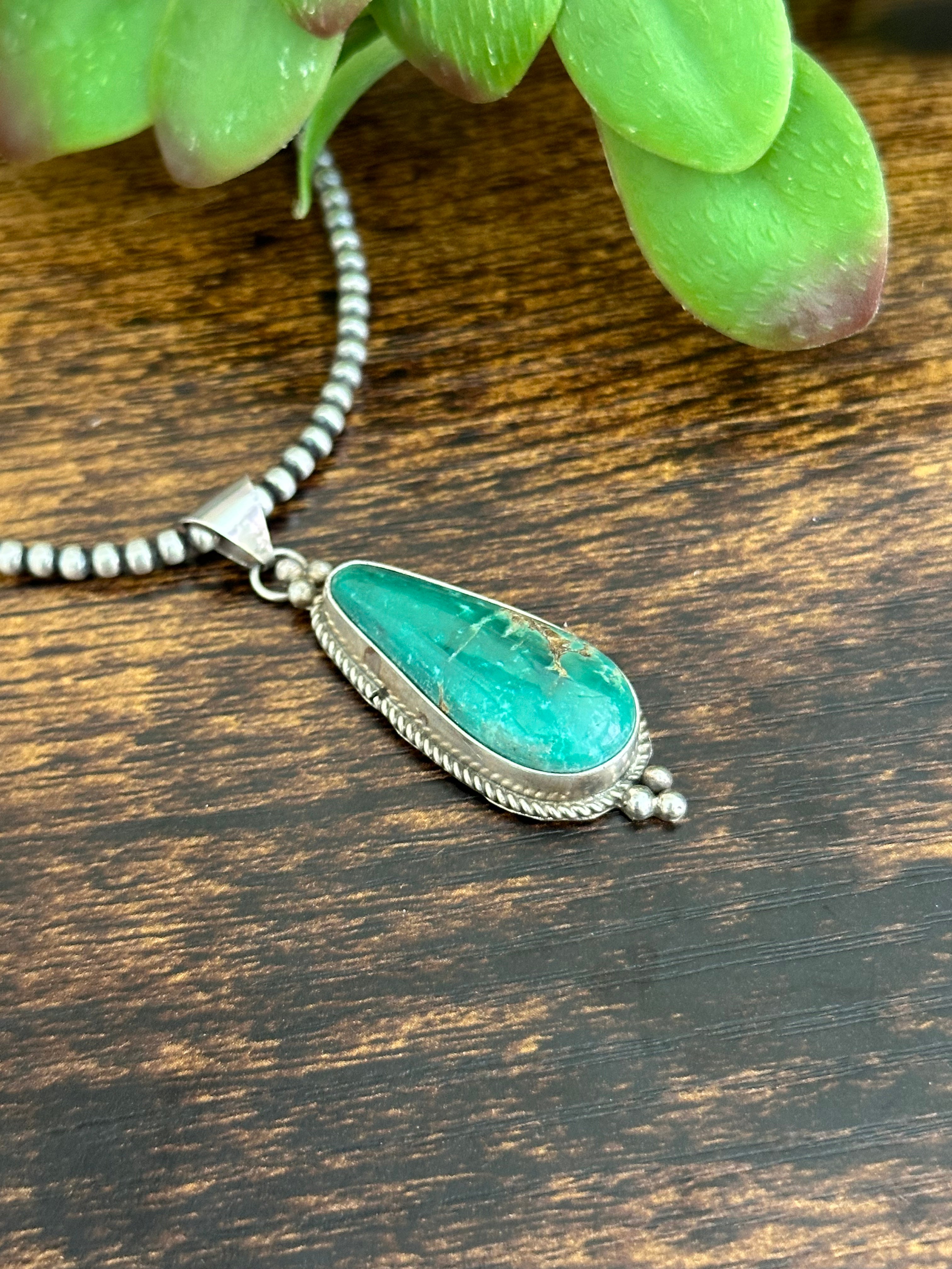 Freda Martinez Kingman Turquoise & Sterling Silver Pendant