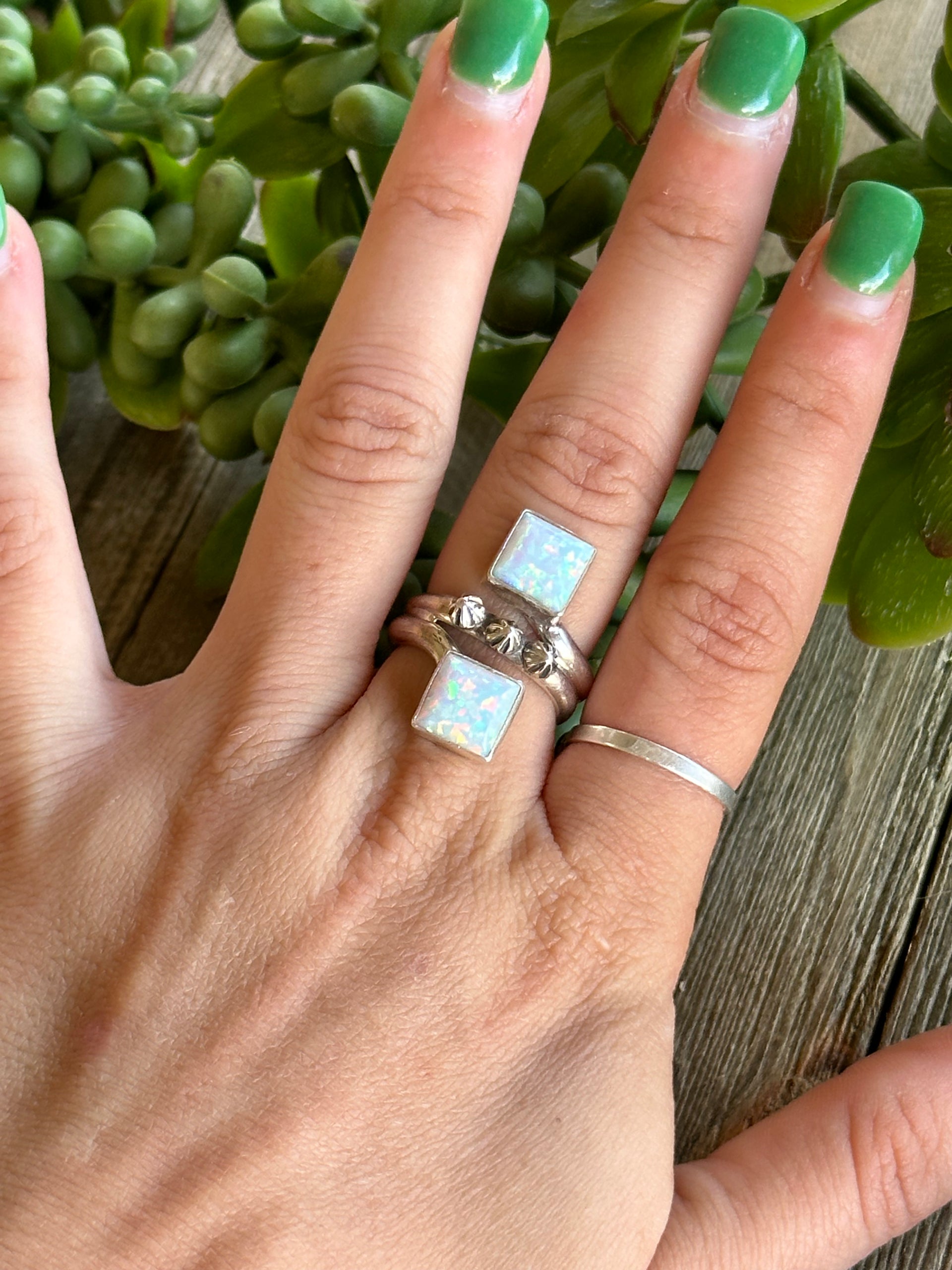 Bobby Platero Opal & Sterling Silver Ring Size 6