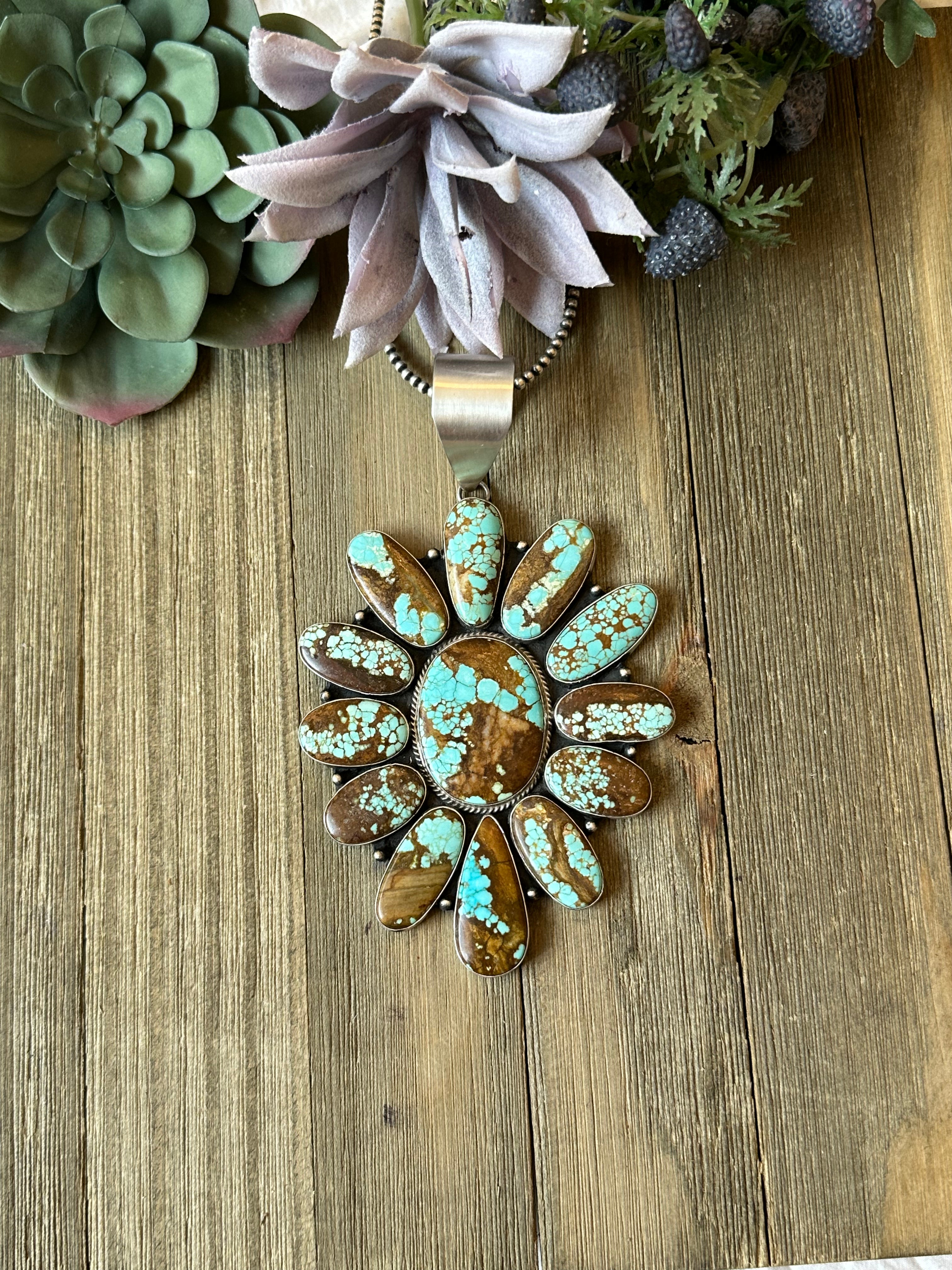 Patrick Yazzie #8 Turquoise & Sterling Silver Cluster Pendant