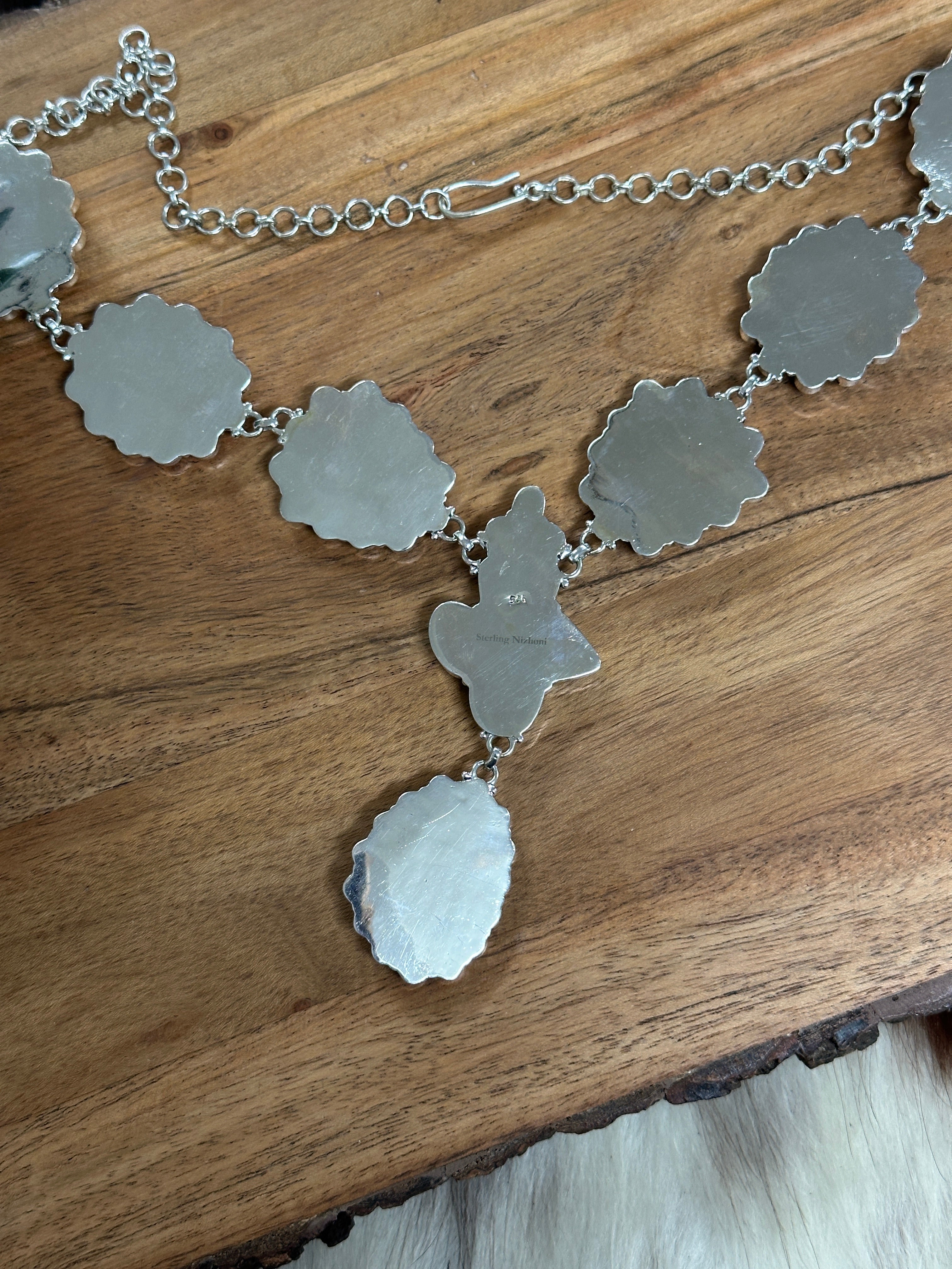 Southwest Handmade Multi Stone & Sterling Silver Cluster Necklace