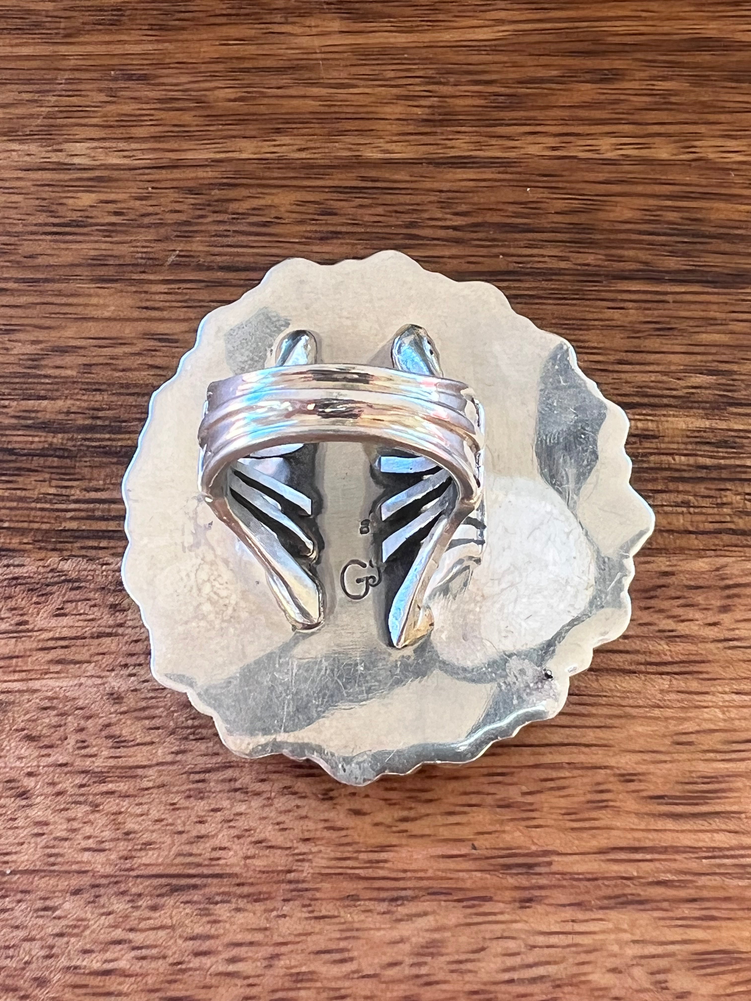 Geraldine James White Buffalo & Sterling Silver Ring Size 6.75