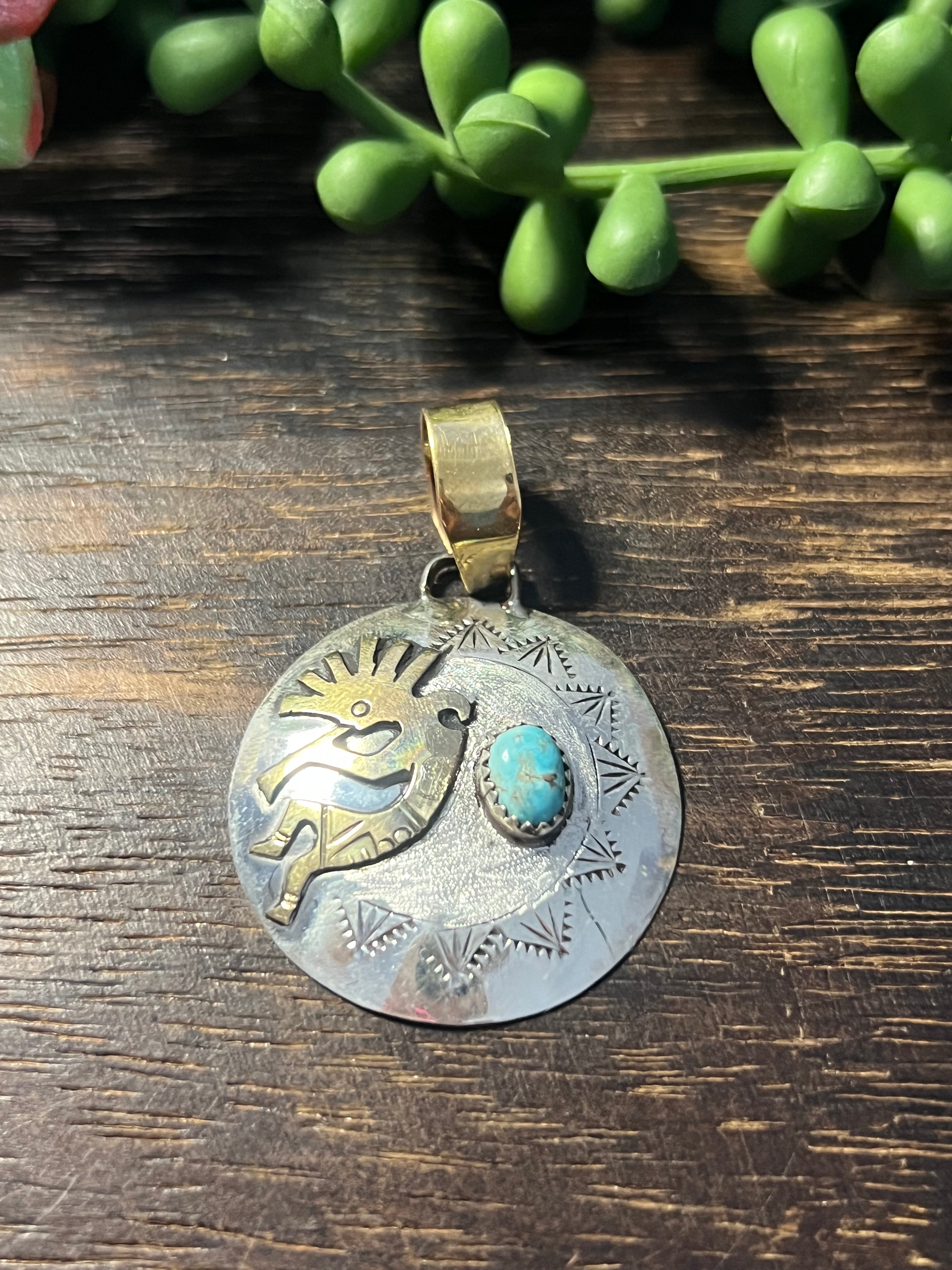 Navajo Made Golden Hill & Sterling Silver Pendant