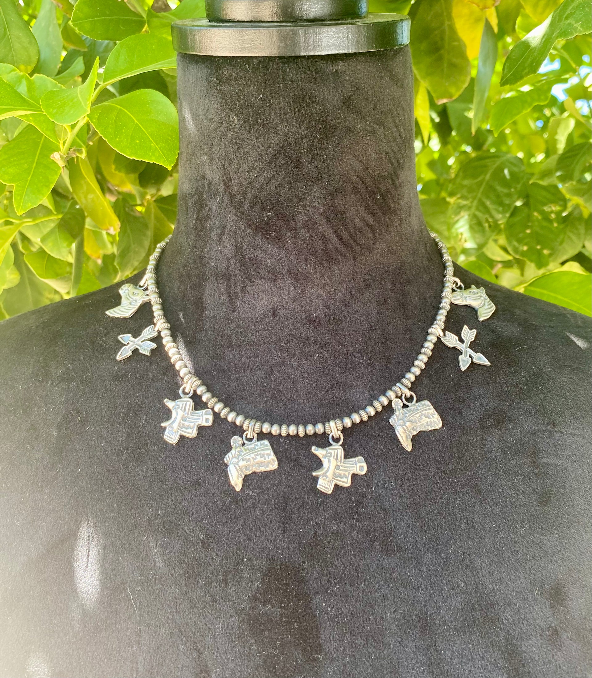 Navajo Made Sterling Silver Trinket Necklace