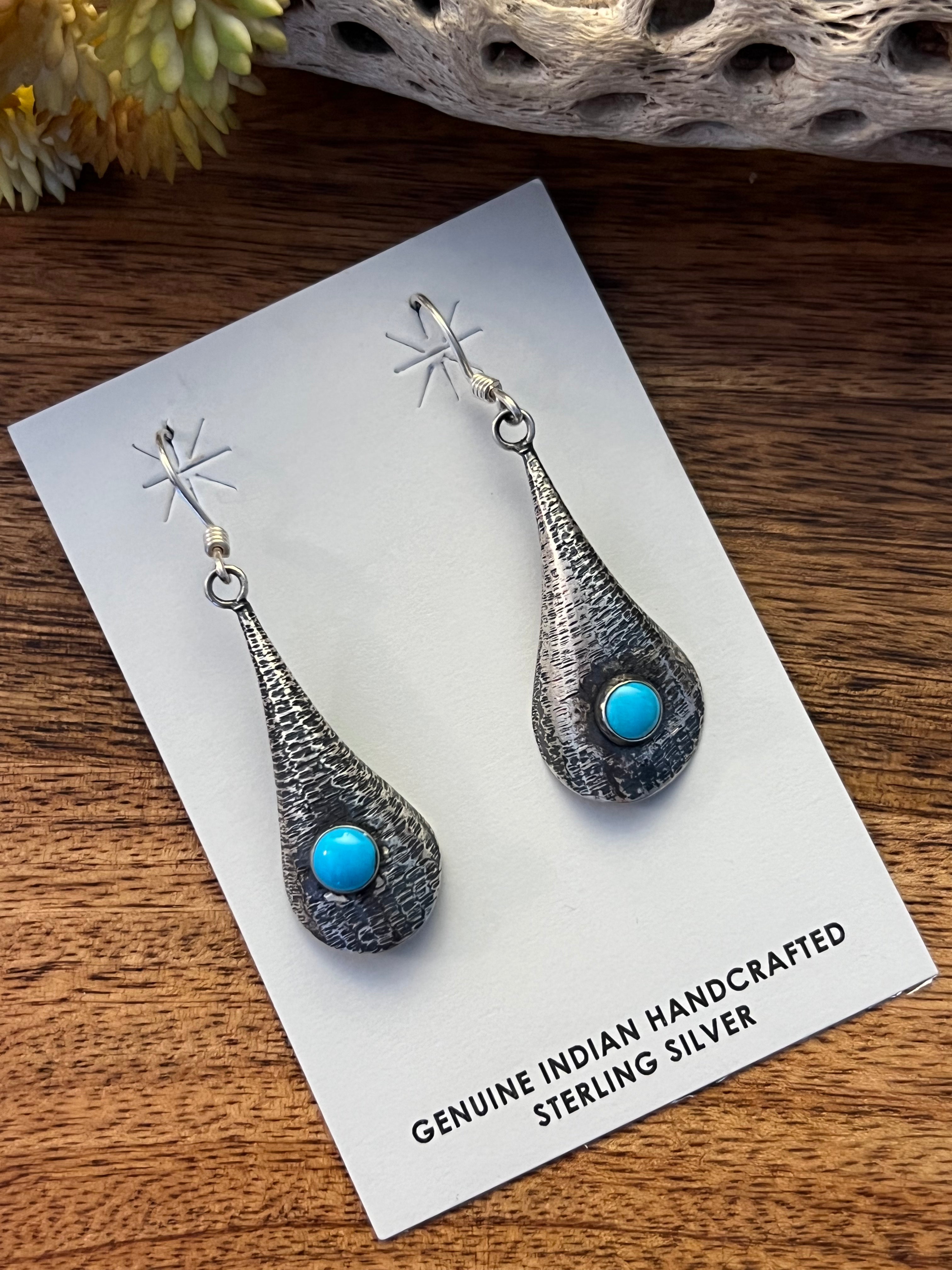 Harold Joe Turquoise & Sterling Silver Dangle Earrings