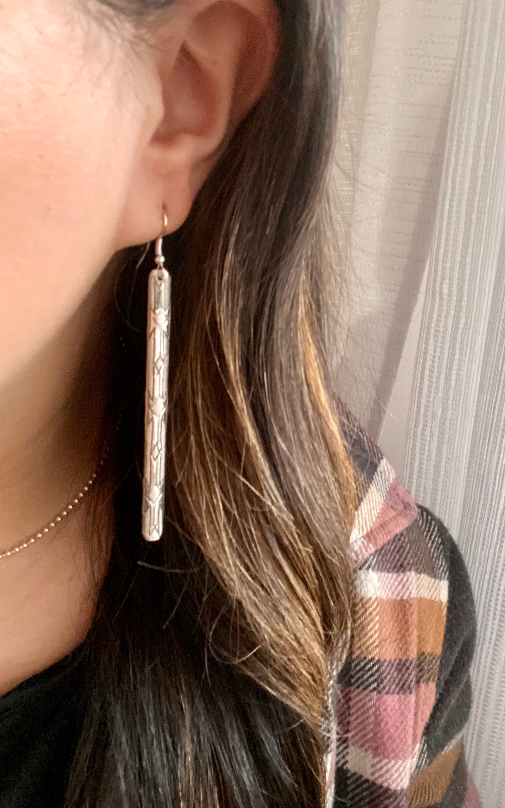 Navajo Made Sterling Silver Dangle Earrings