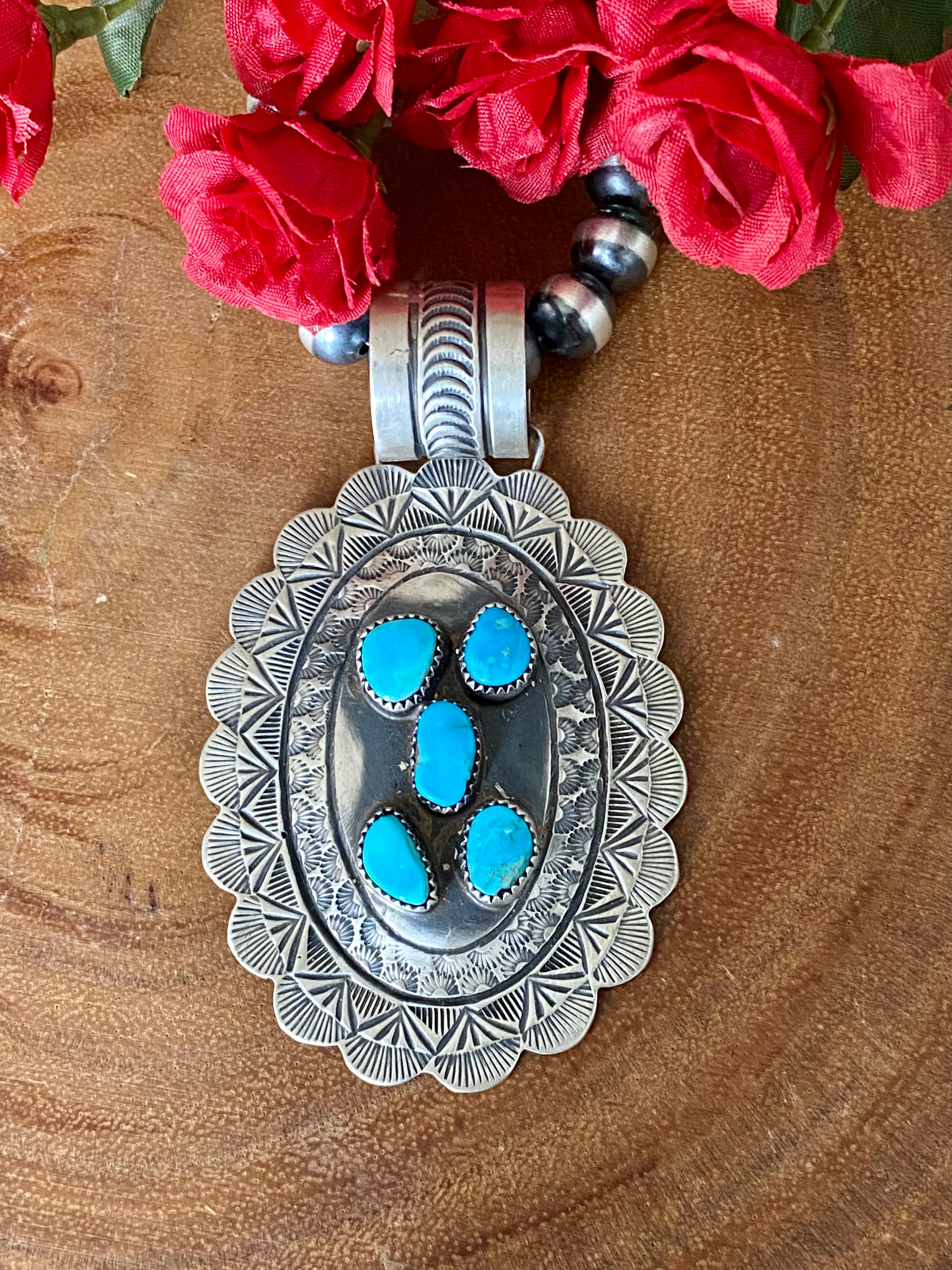 Shawn Cayatineto Kingman Turquoise & Sterling Silver Cluster Pendant