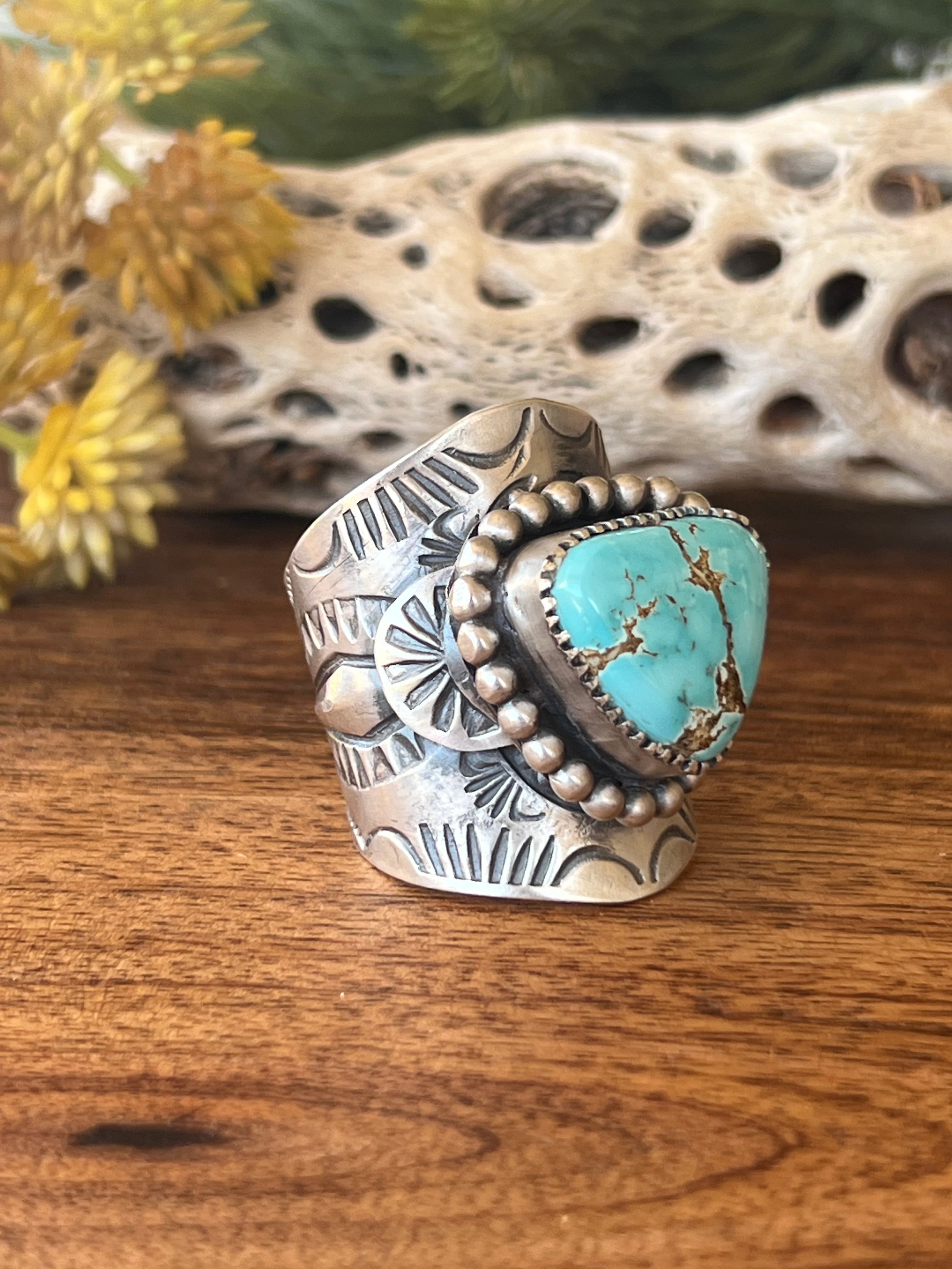 Boyd Ashley Carico Lake Turquoise& Sterling Silver Ring Size 12.75