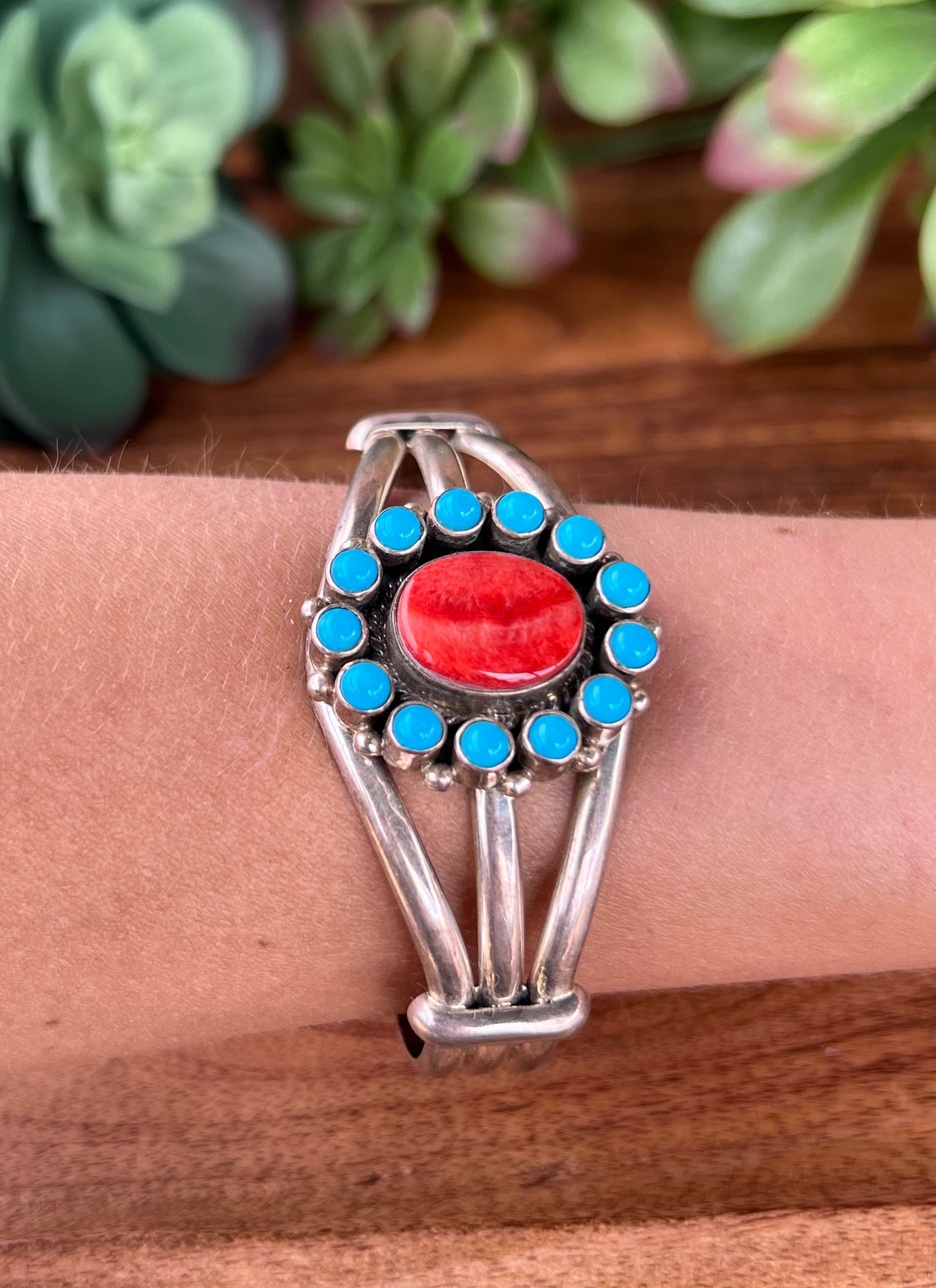 Navajo Multi Stone & Sterling Silver Cuff Bracelet