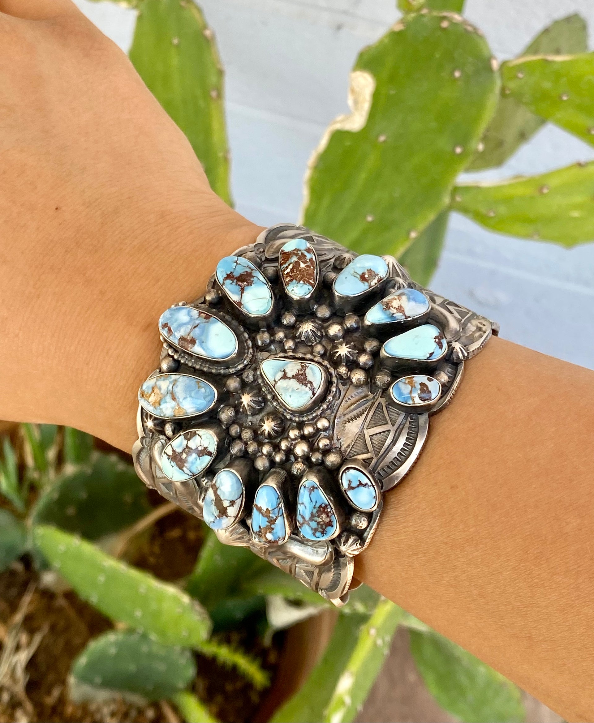 Telly John Golden Hill’s Turquoise & Sterling Silver Mega Cuff Bracelet