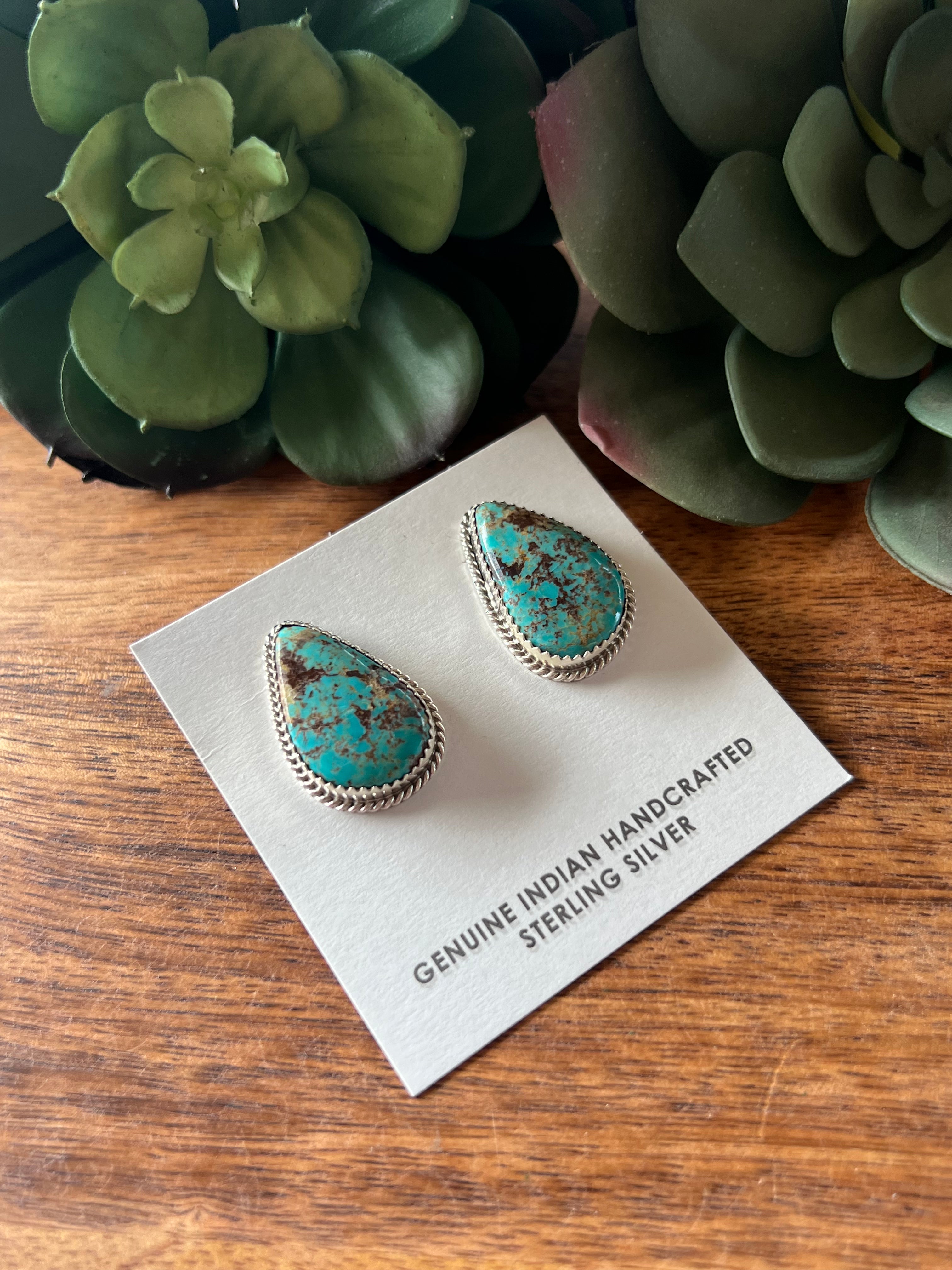 Reda Galvan Red Skin Turquoise & Sterling Silver Post Earrings