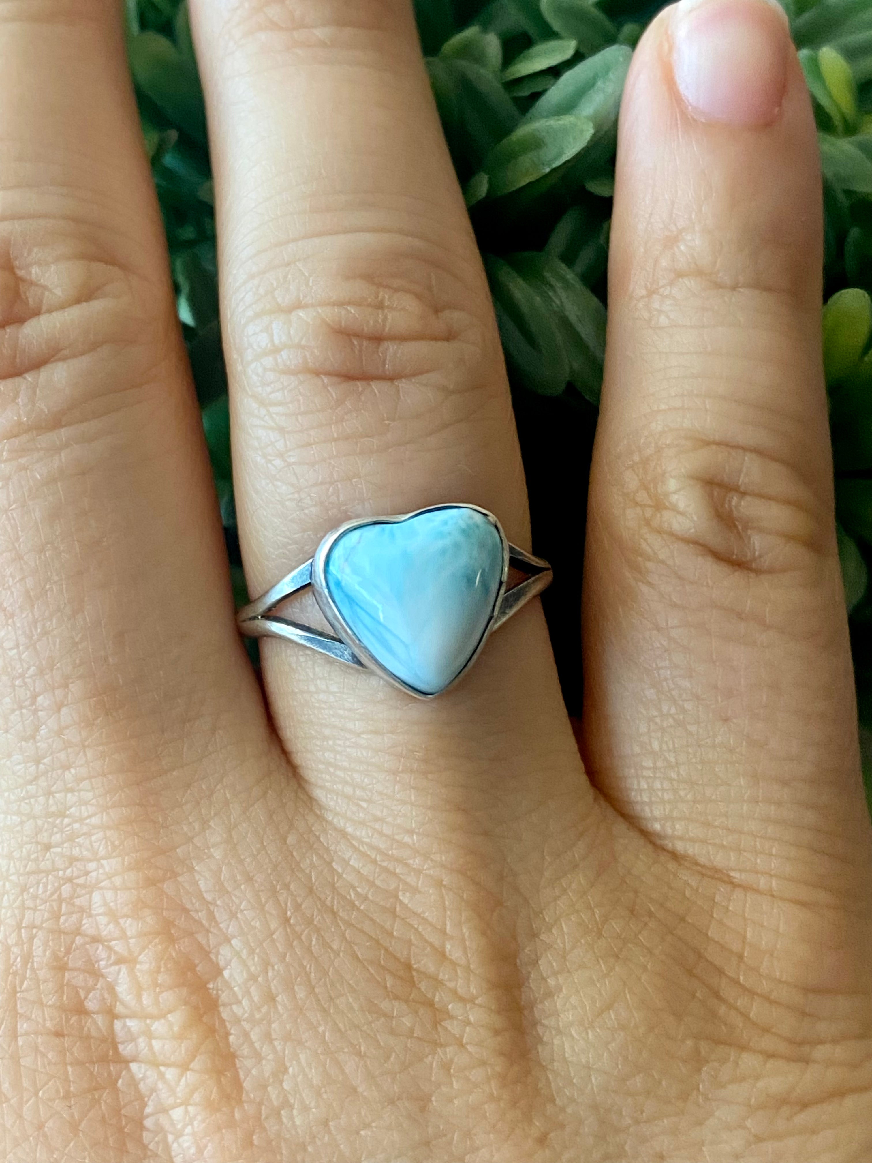 Navajo Made Larimar & Sterling Silver Ring Size 8