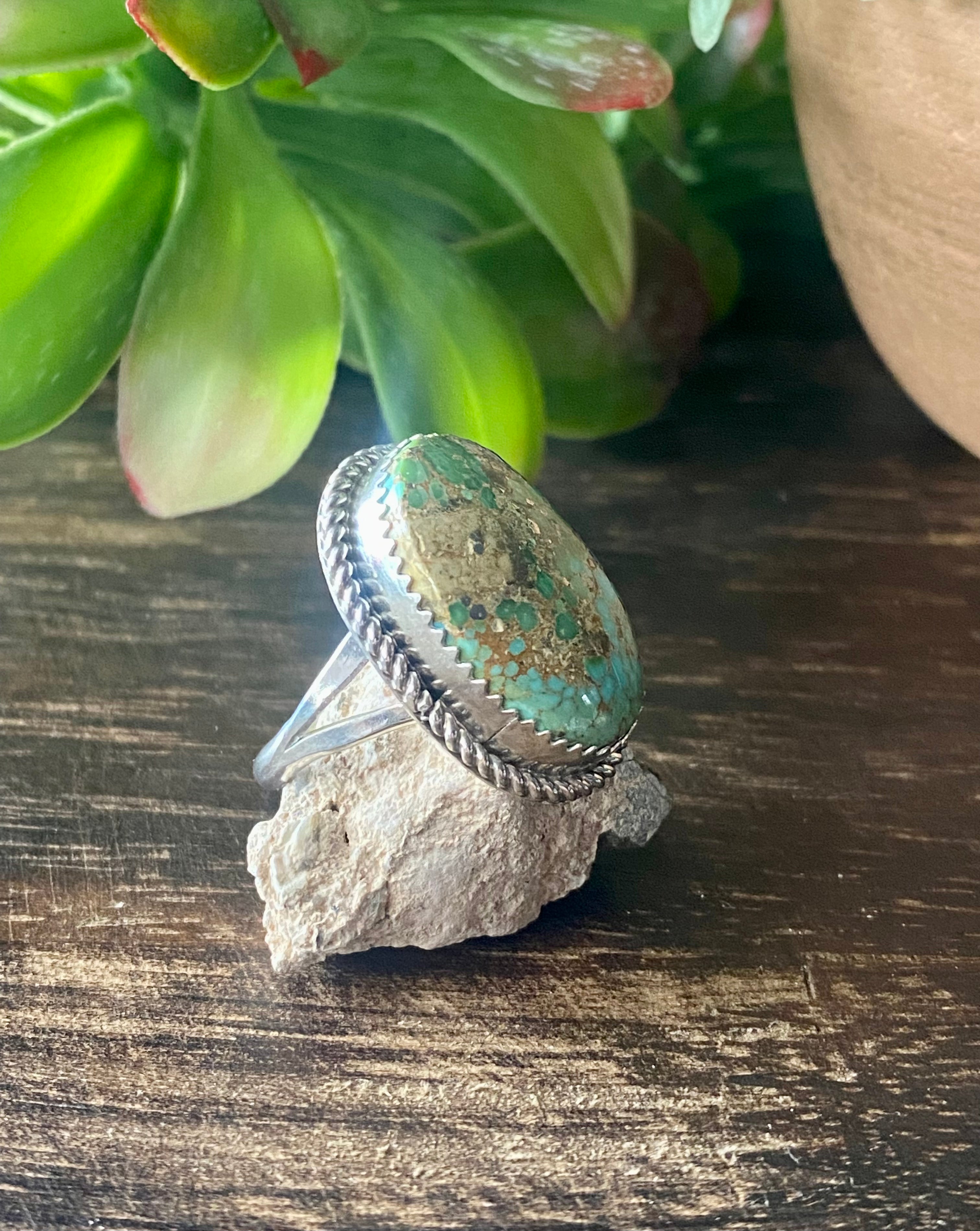 Reda Galvan Sonoran Gold Turquoise & Sterling Silver Ring Size 8