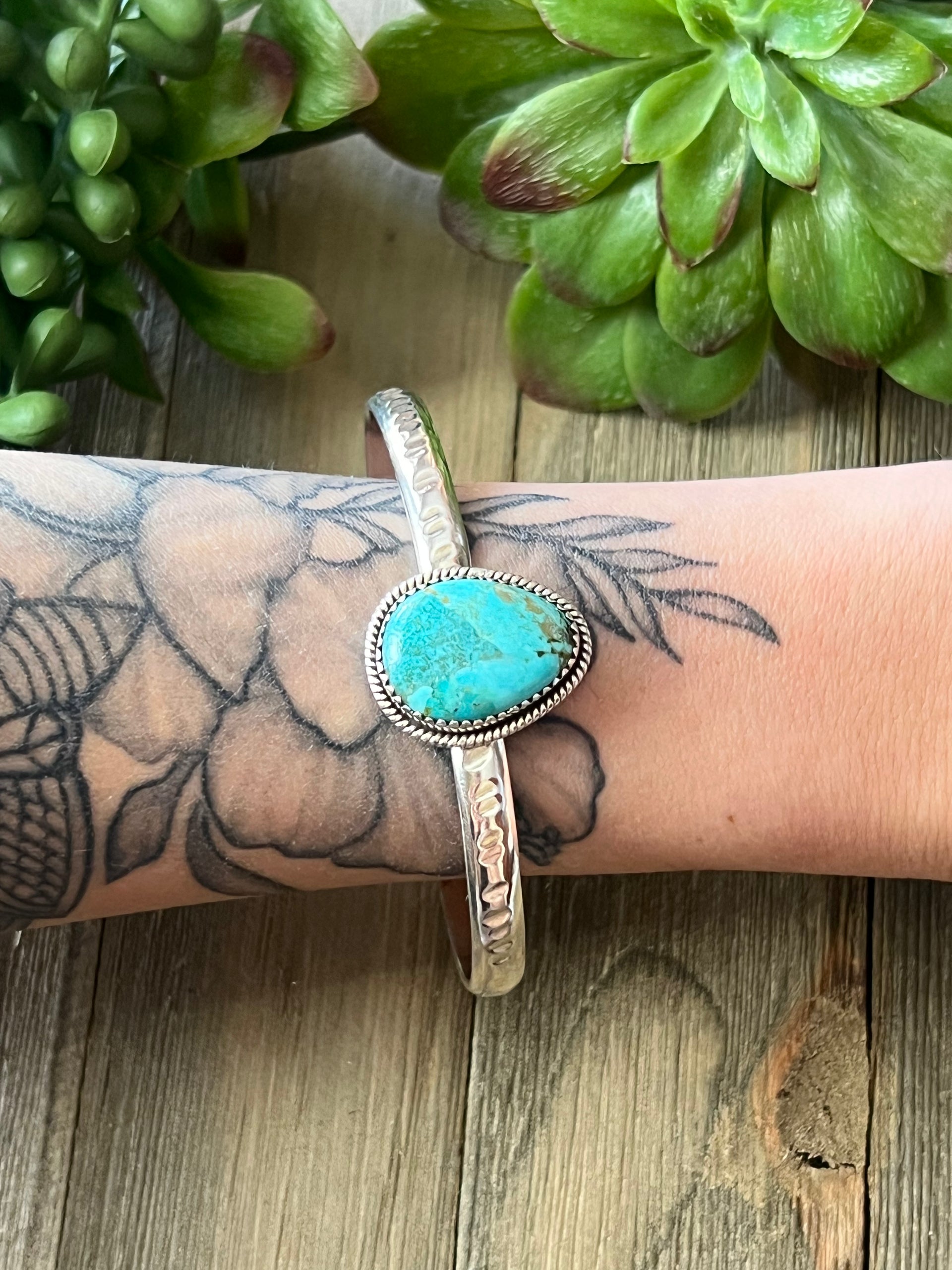 Southwest Made Kingman Turquoise & Sterling Silver Cuff Bracelet
