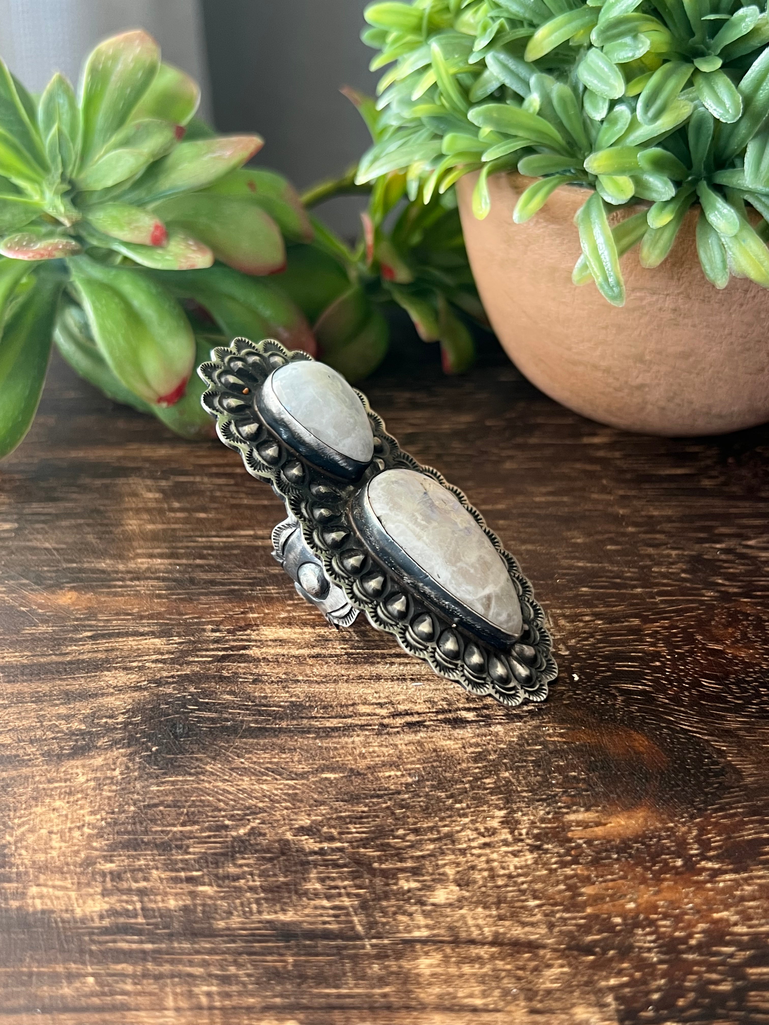 Shawn Cayatineto Moon Stone & Sterling Silver Ring Size 8