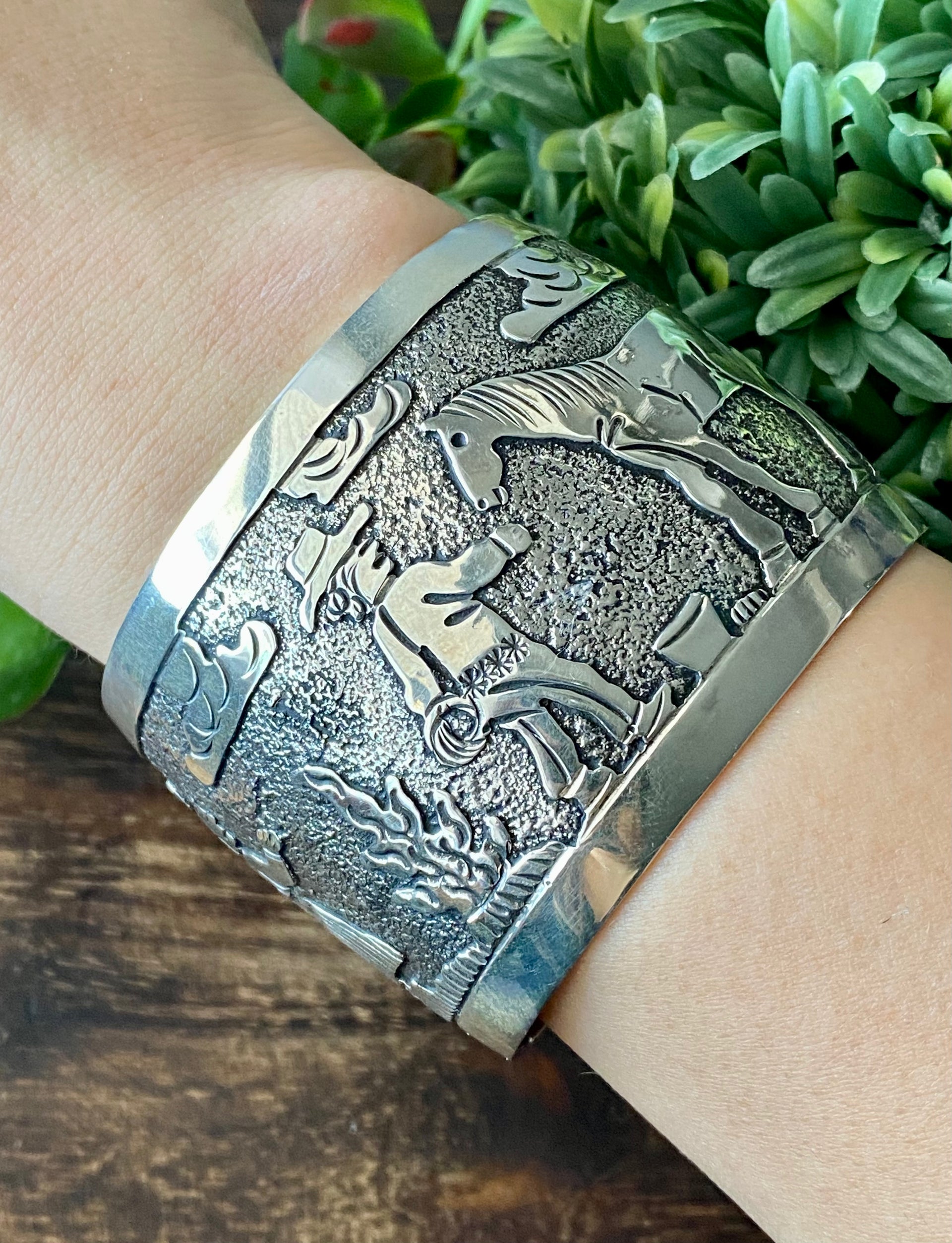 Elaine Becenti Sterling Silver Overlay Cuff Bracelet