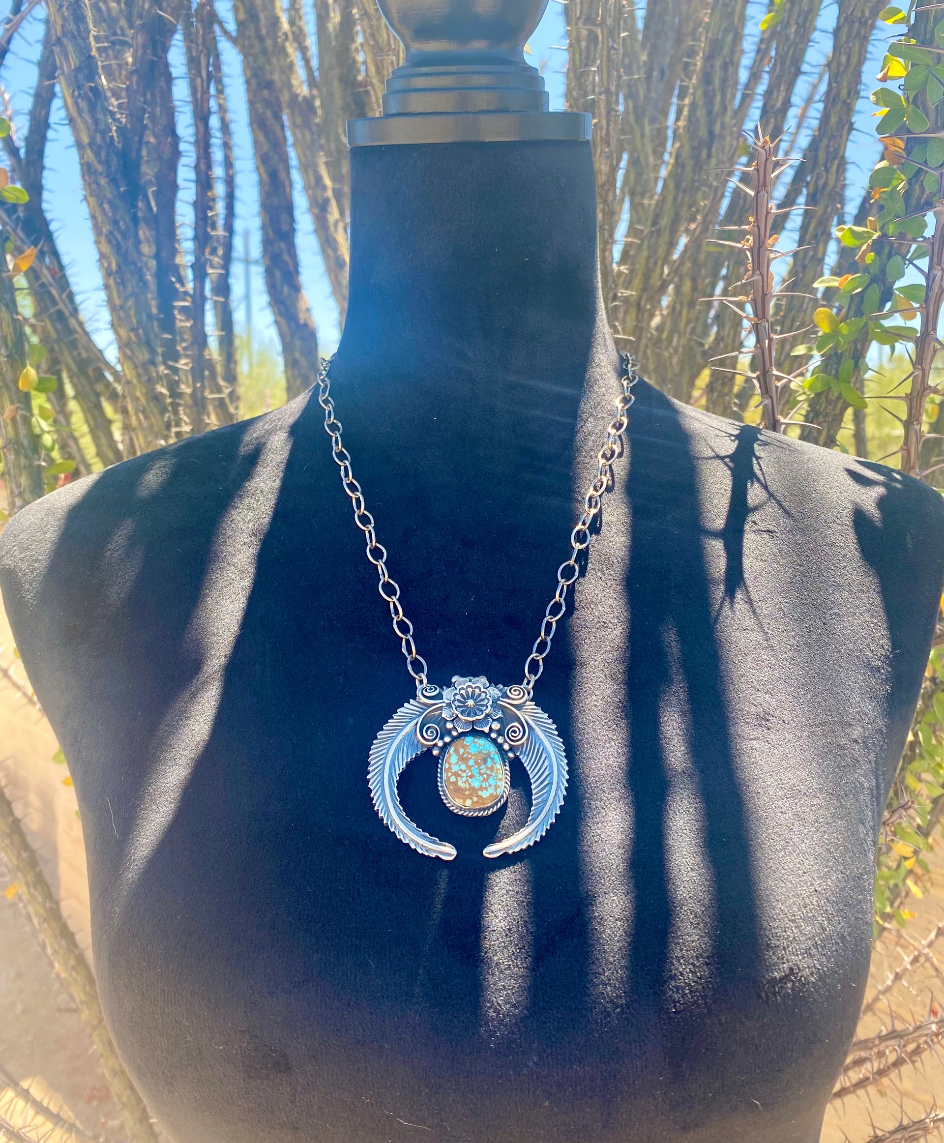 Toadlena Royston Turquoise & Sterling Silver Naja Necklace