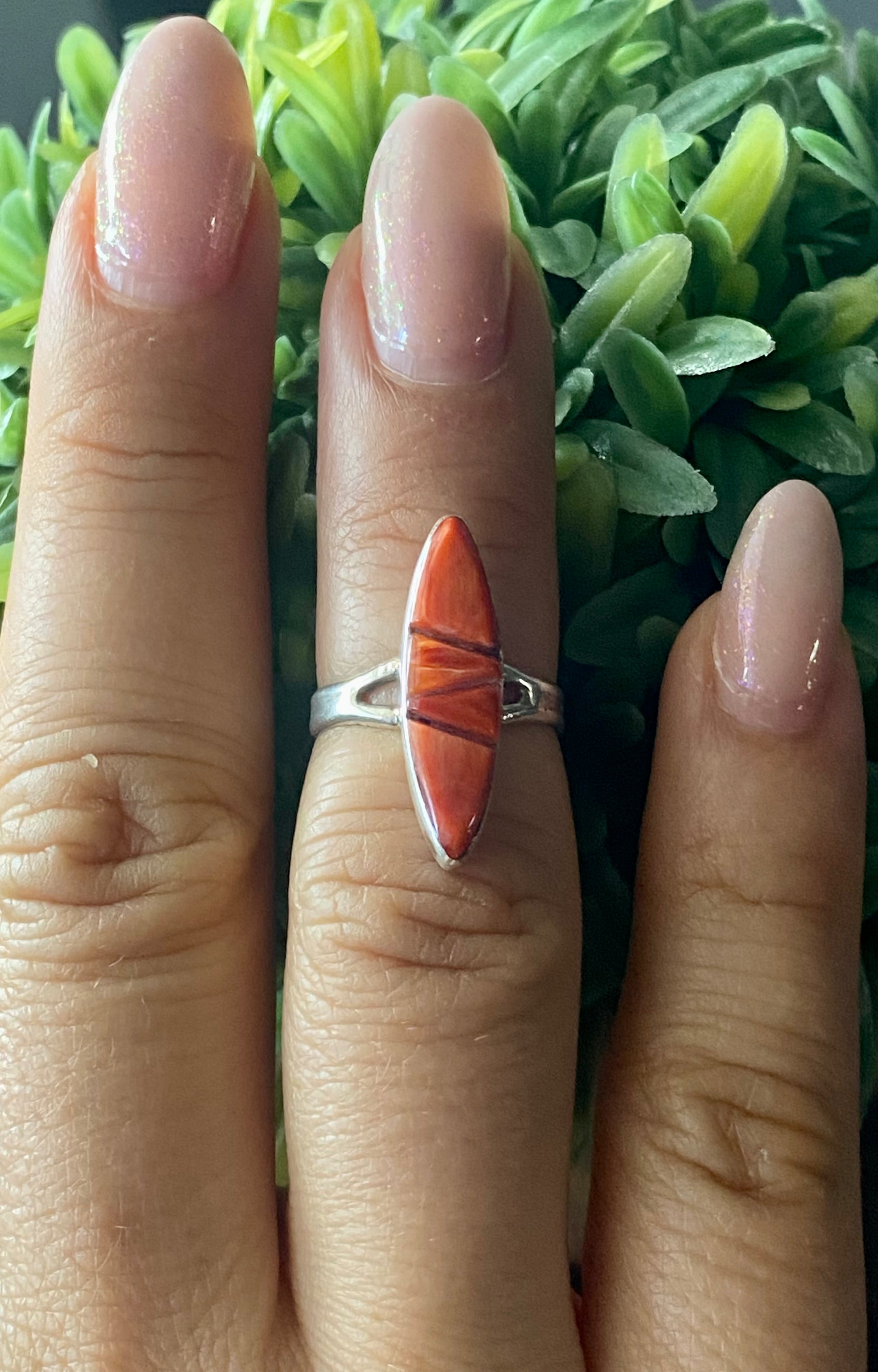 Germane Smith Spiny Oys & Sterling Silver Cobblestone Ring Size 5