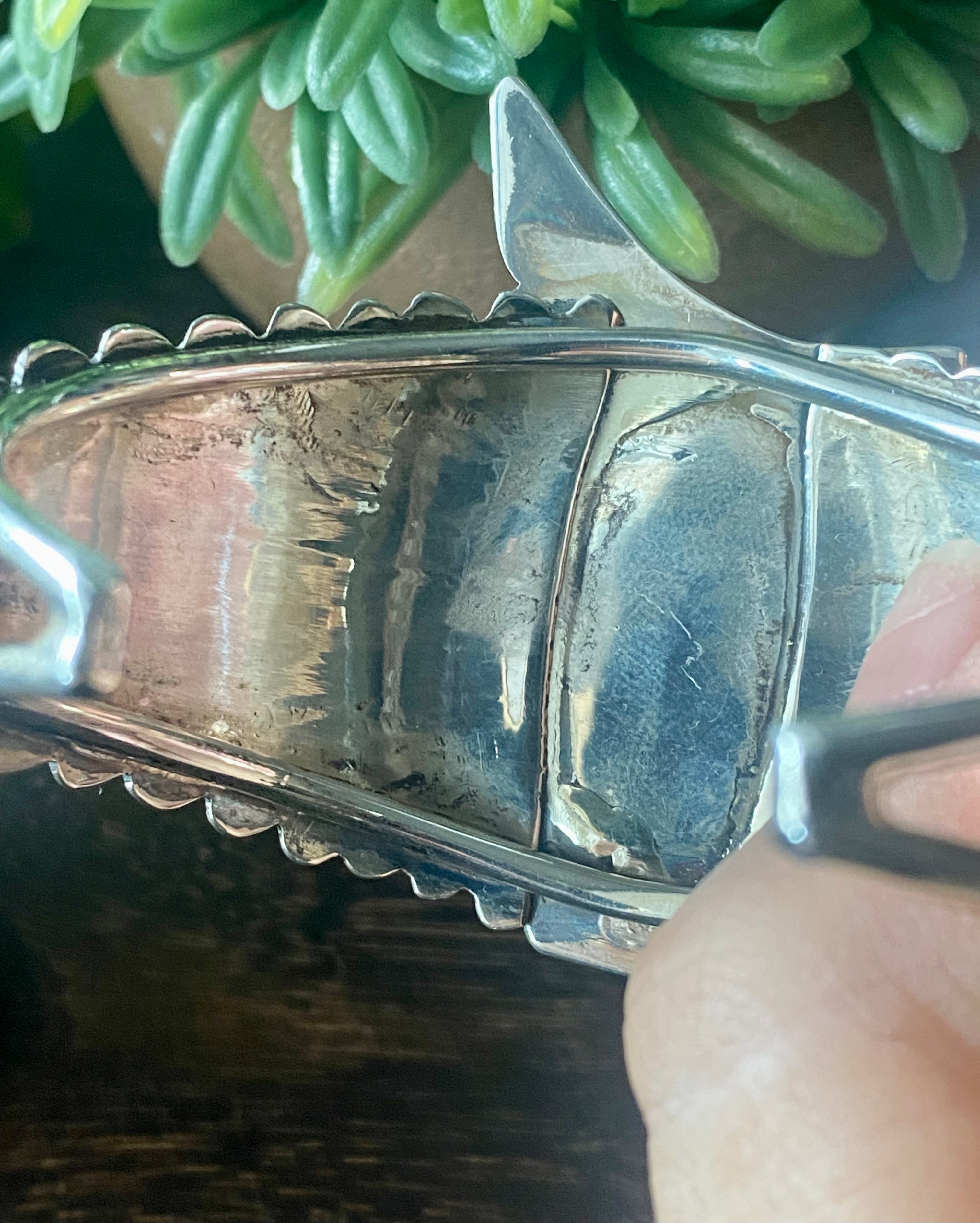 Vintage Southwest Handmade Charoite & Sterling Silver Cuff Bracelet