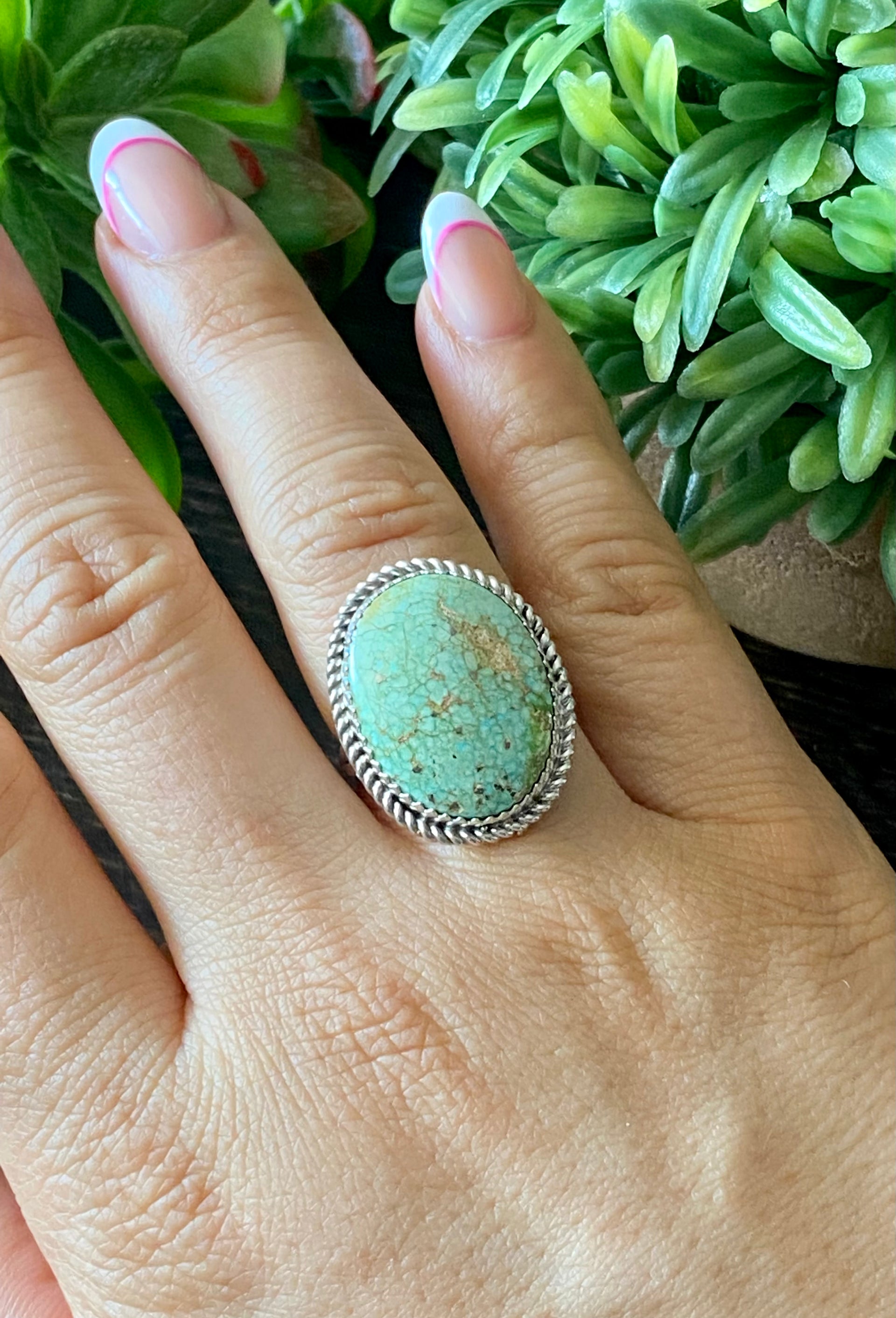 Reda Galvan Sonoran Mountain Turquoise & Sterling Silver Ring Size 8.75