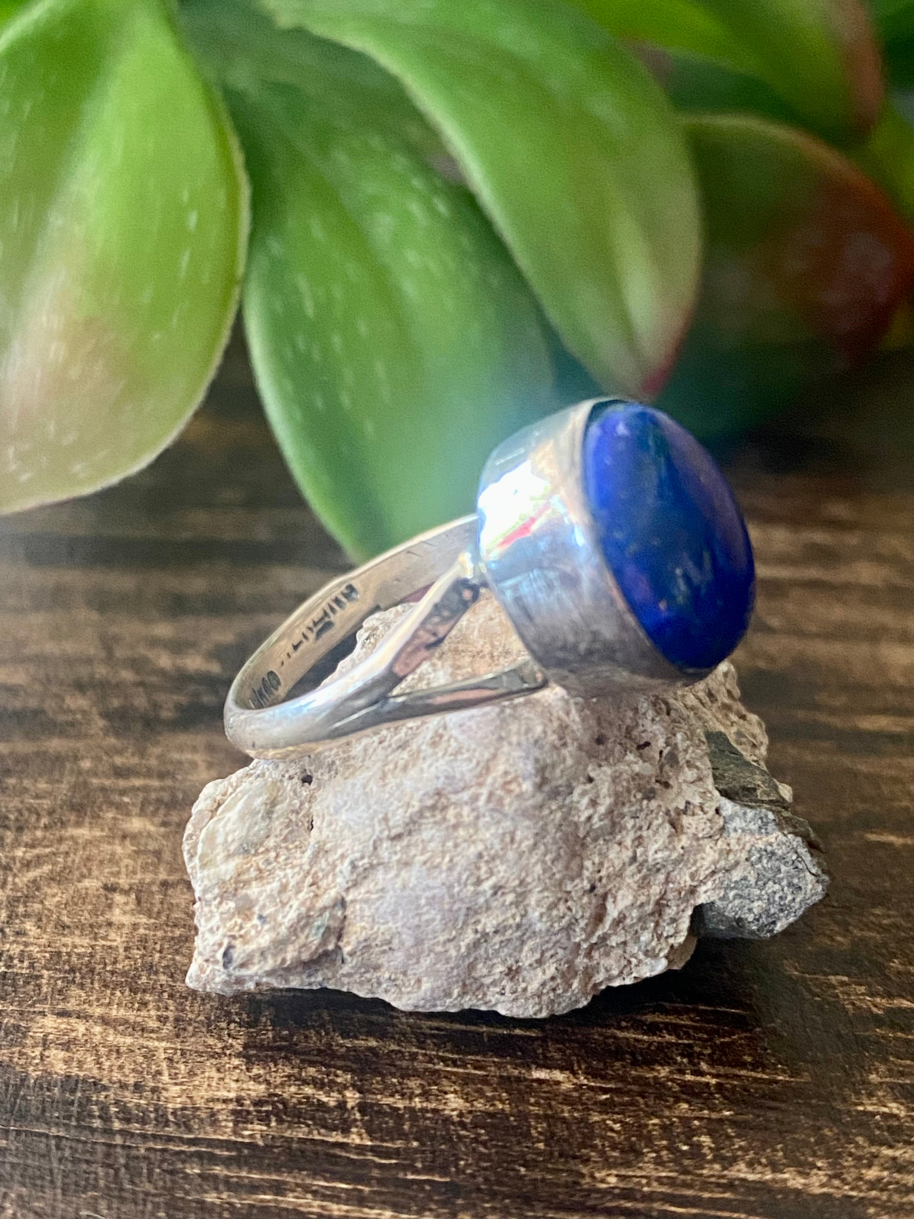 Navajo Made Lapis & Sterling Silver Ring Size 5.25