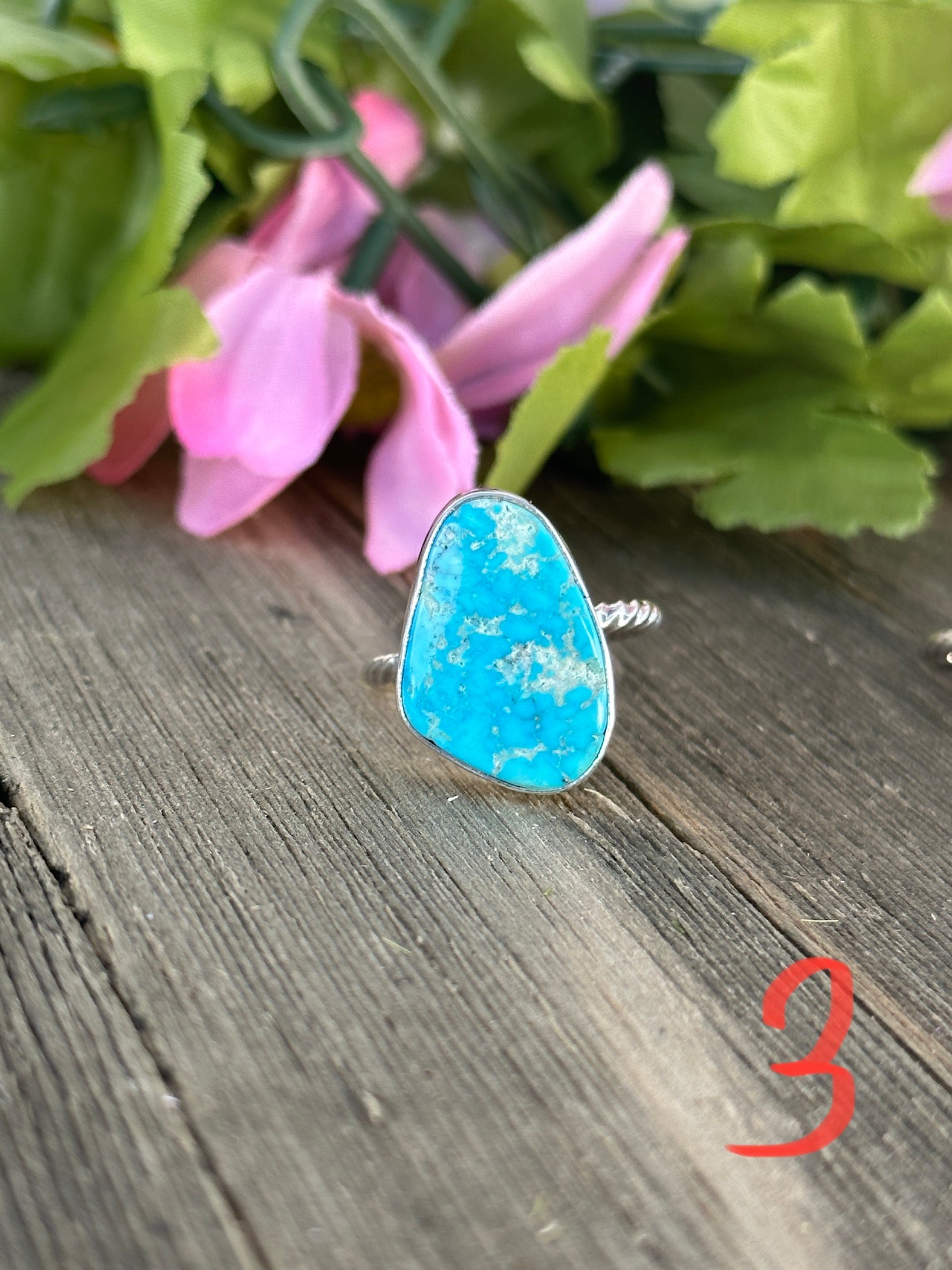 Navajo Made Kingman Turquoise & Sterling Silver Ring