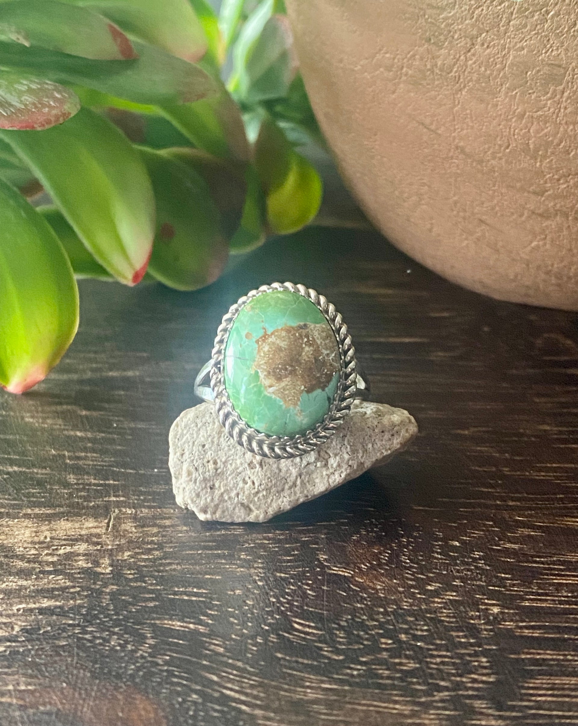 Reda Galvan Sonoran Mountain Turquoise & Sterling Silver Ring Size 8.5