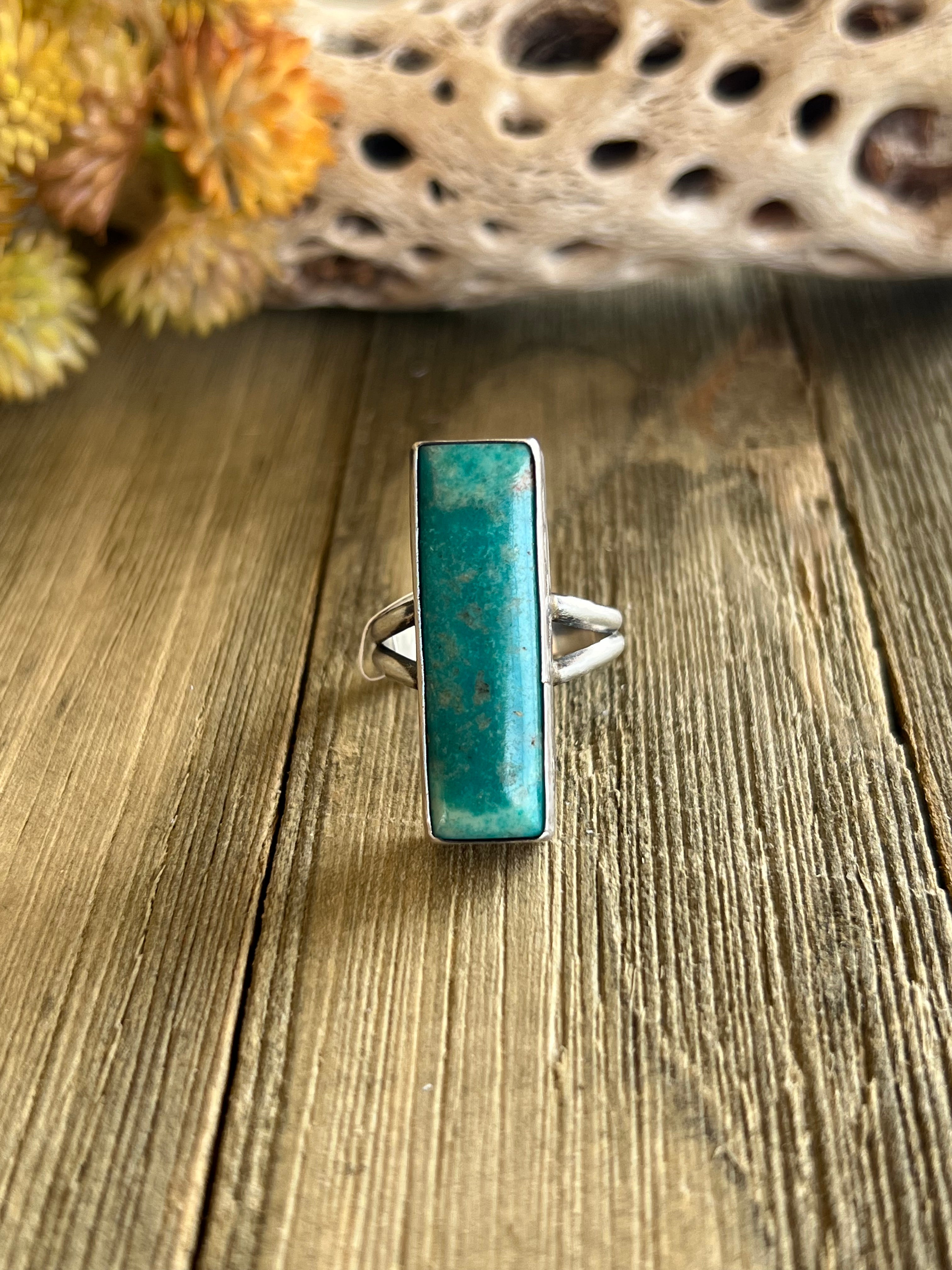 Navajo Made Royston Turquoise & Sterling Silver Ring Size 8.5